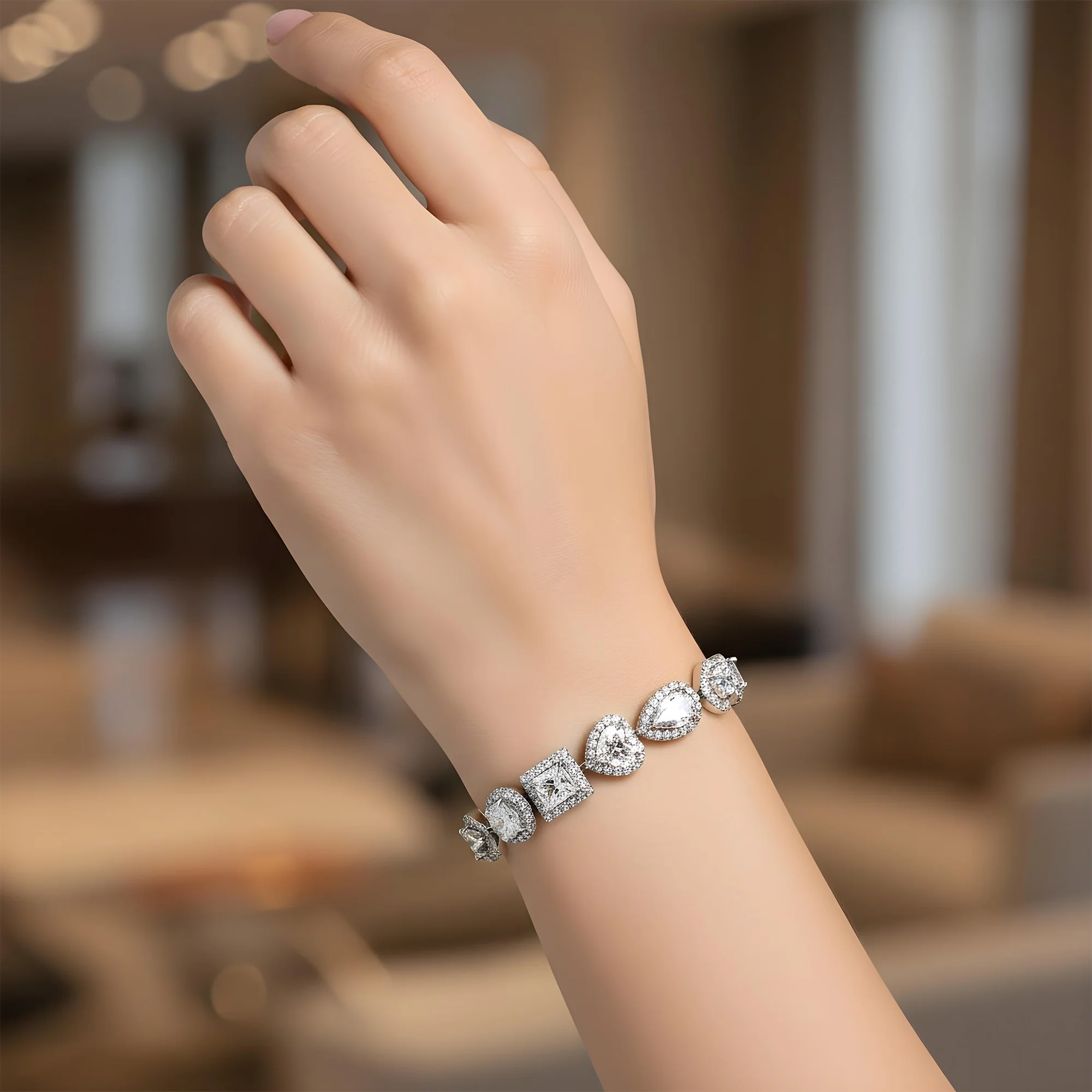 18K Yellow Gold Multi Cut Diamond Satellite Bracelet 28.0ct - Image 5