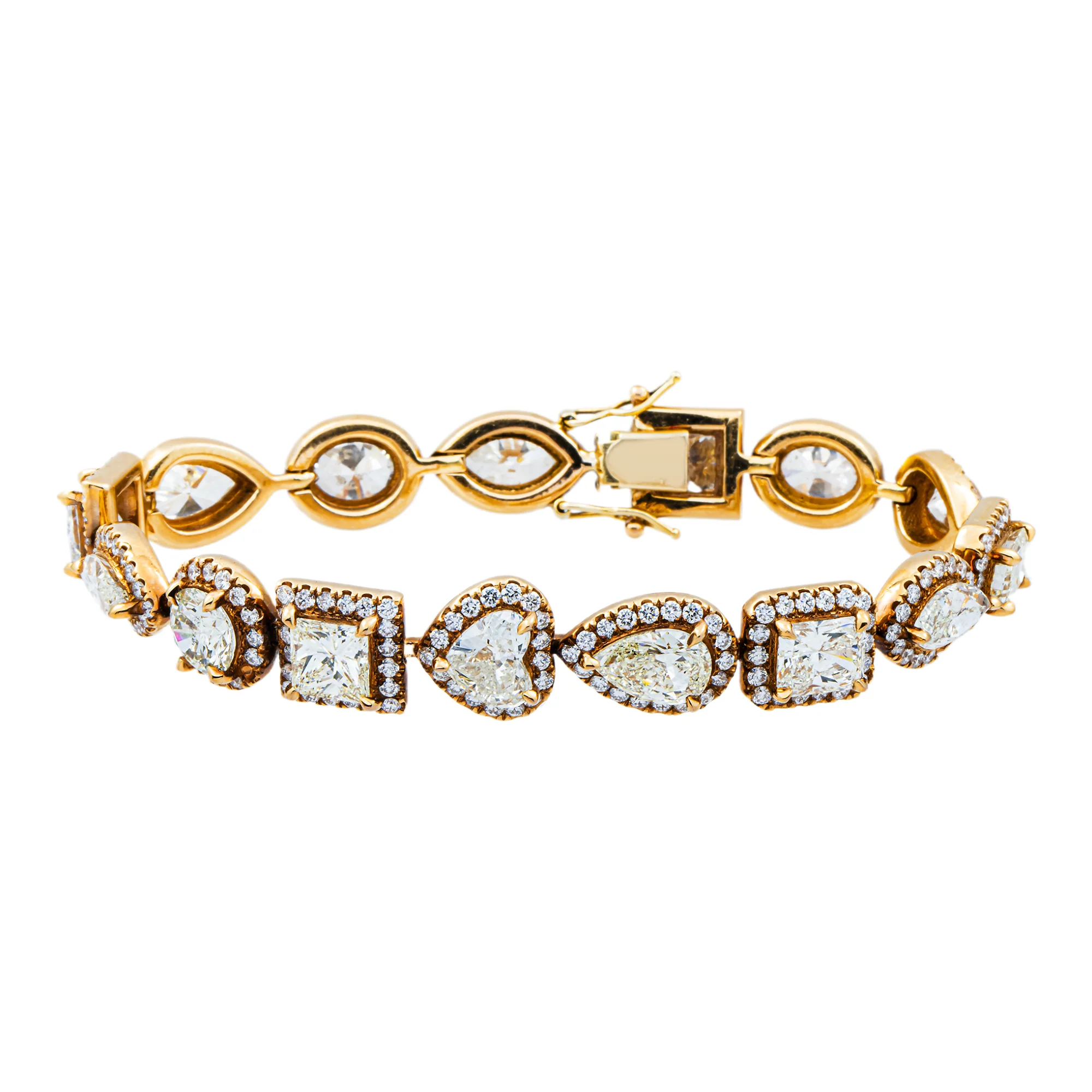 18K Yellow Gold Multi Cut Diamond Satellite Bracelet 28.0ct - Image 9