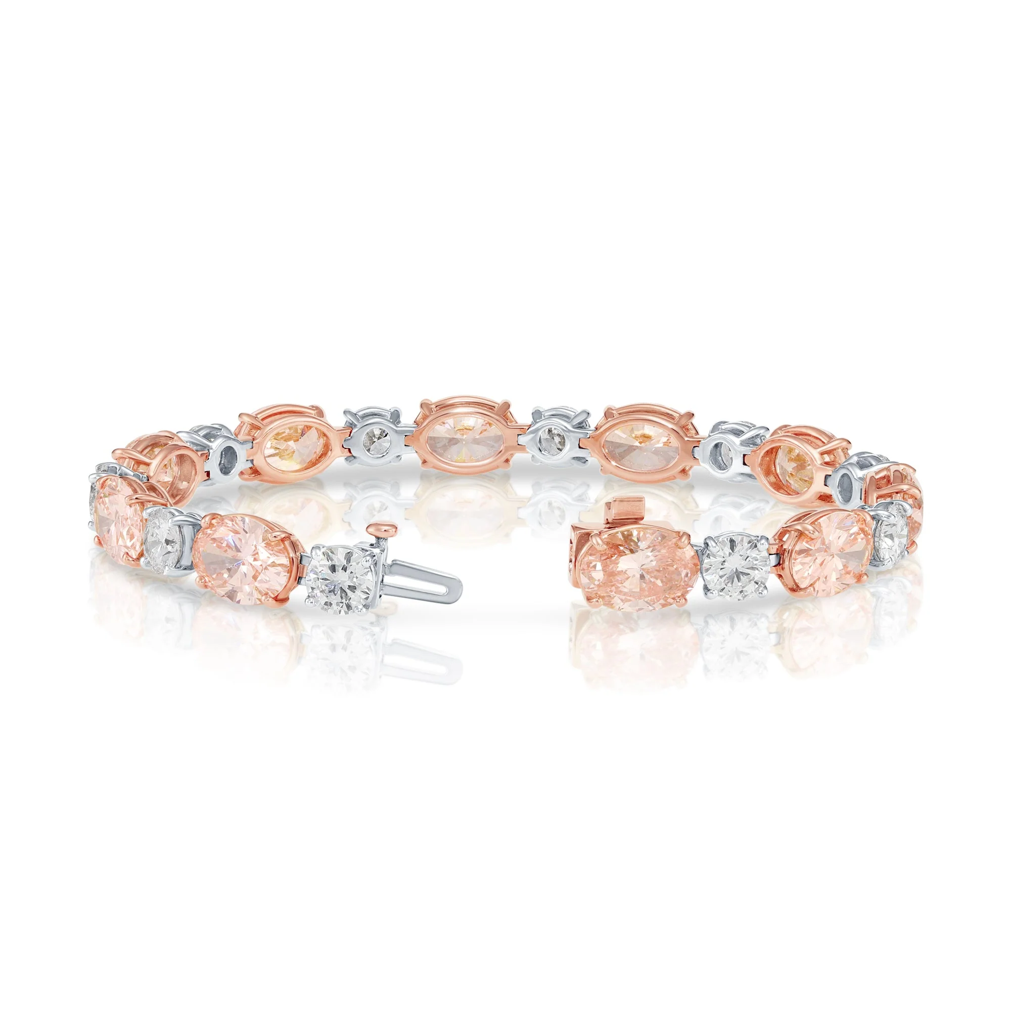 18K Rose & White Gold Pink Oval Diamond & Round Diamond Bracelet 26.36ctw - Image 8