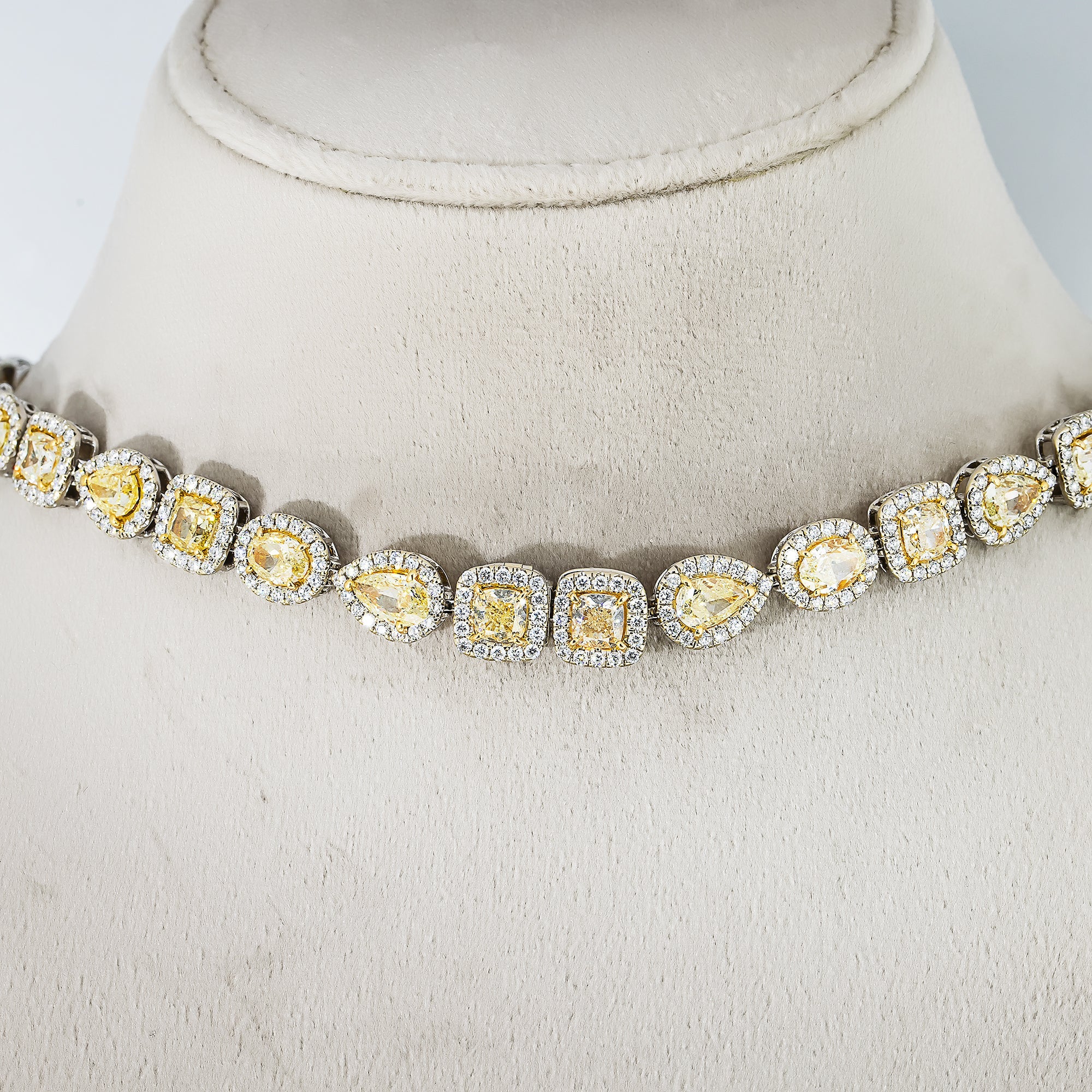 18K Two Tone Multi Cut Canary Yellow Diamond Chain 53.97ctw - Image 3