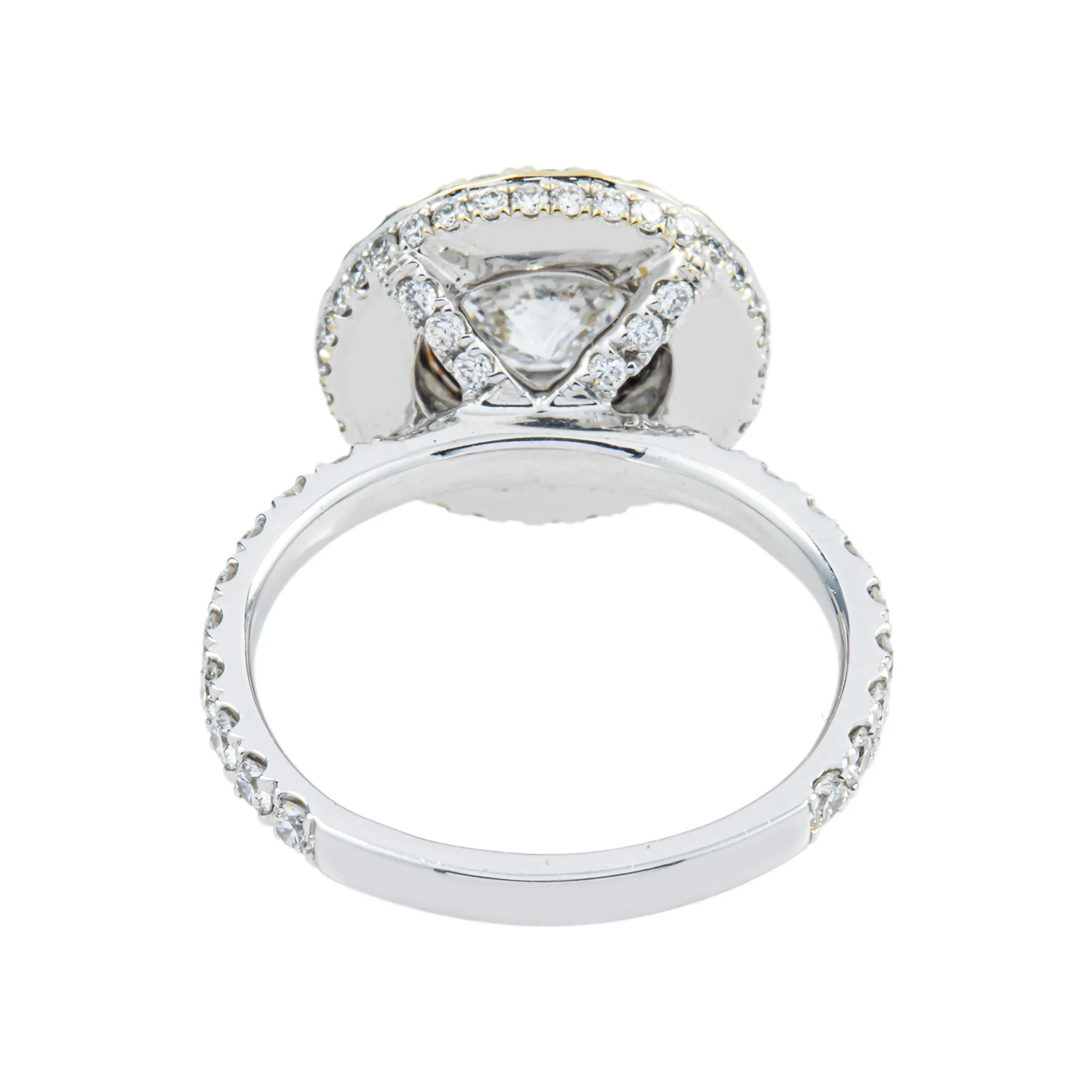 18K White Gold 1.32ct Round Diamond Engagement Ring w/ Double Halo 2.62ctw - Image 4