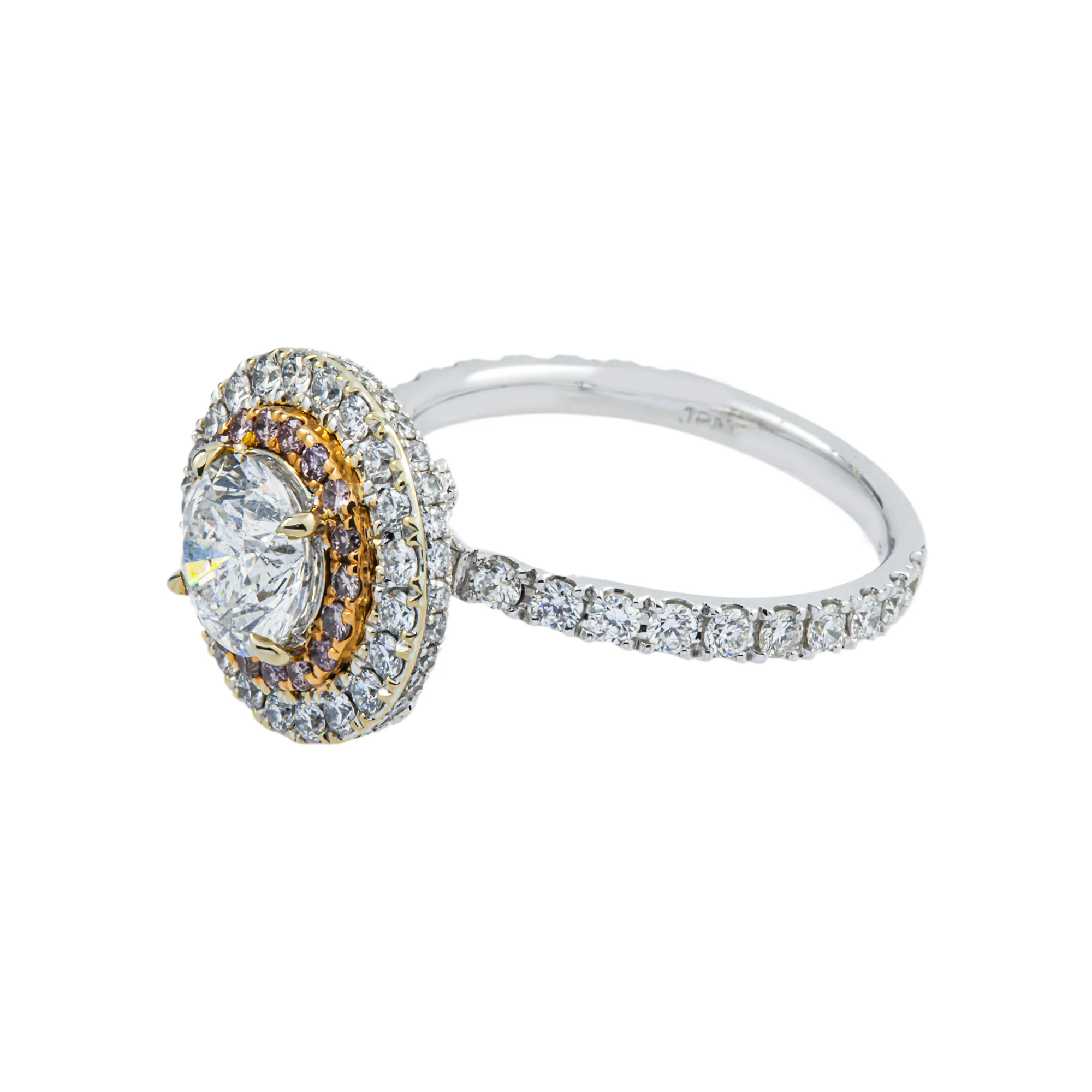 18K White Gold 1.32ct Round Diamond Engagement Ring w/ Double Halo 2.62ctw - Image 5