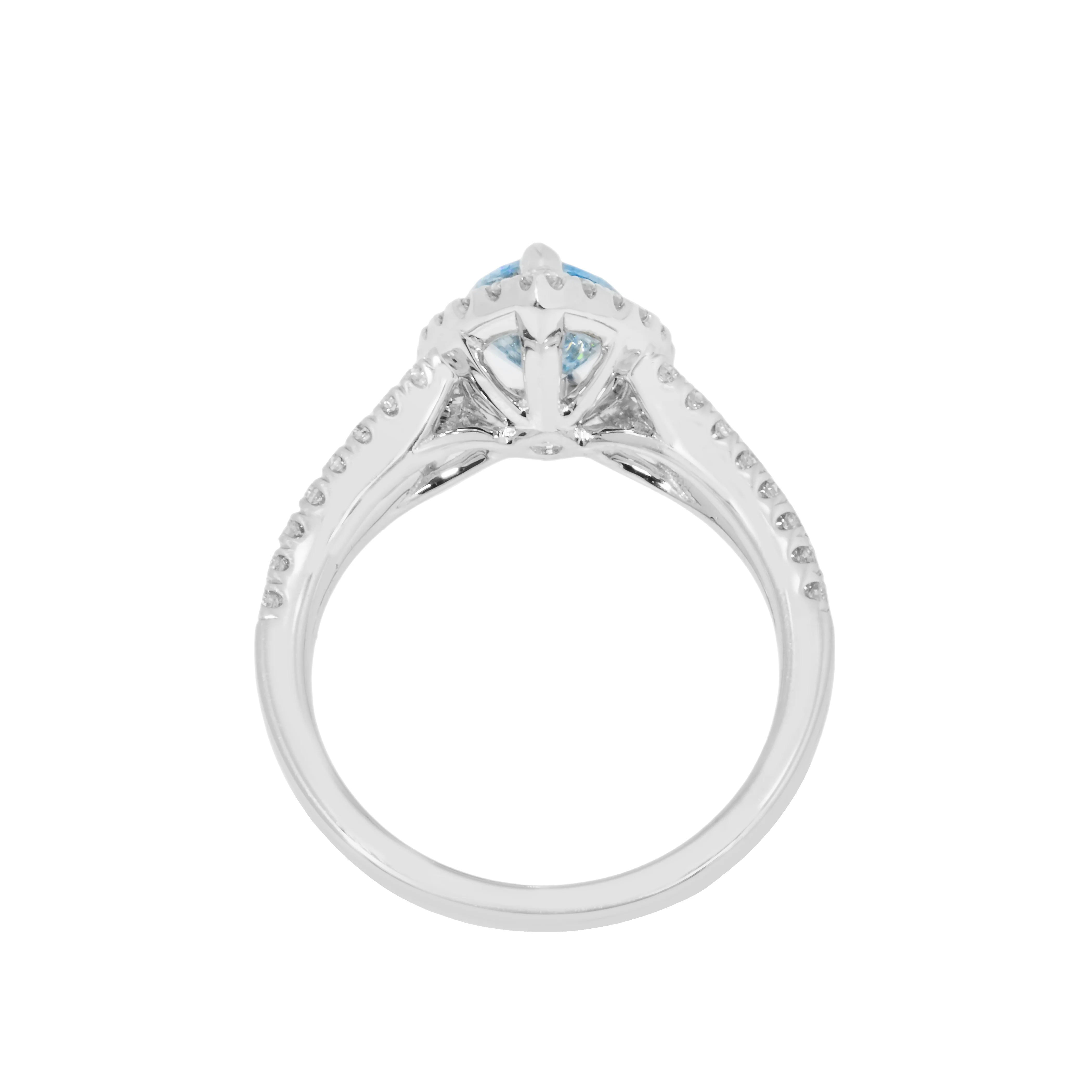 18K White Gold 1.46ct Marquise Cut Fancy Vivid Blue Diamond Ring 1.99ctw - Image 4