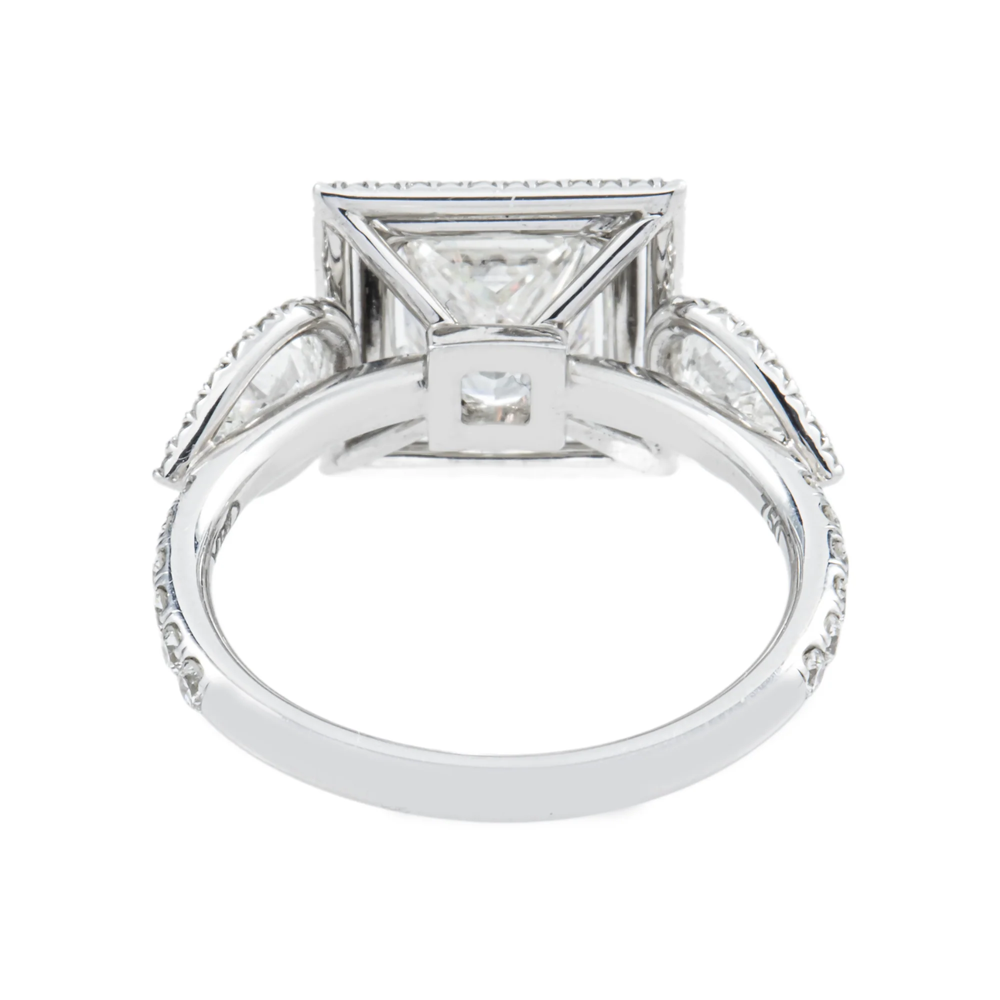 18K White Gold 1.50ct Princess Cut Diamond Engagement Ring 3.45ctw - Image 4
