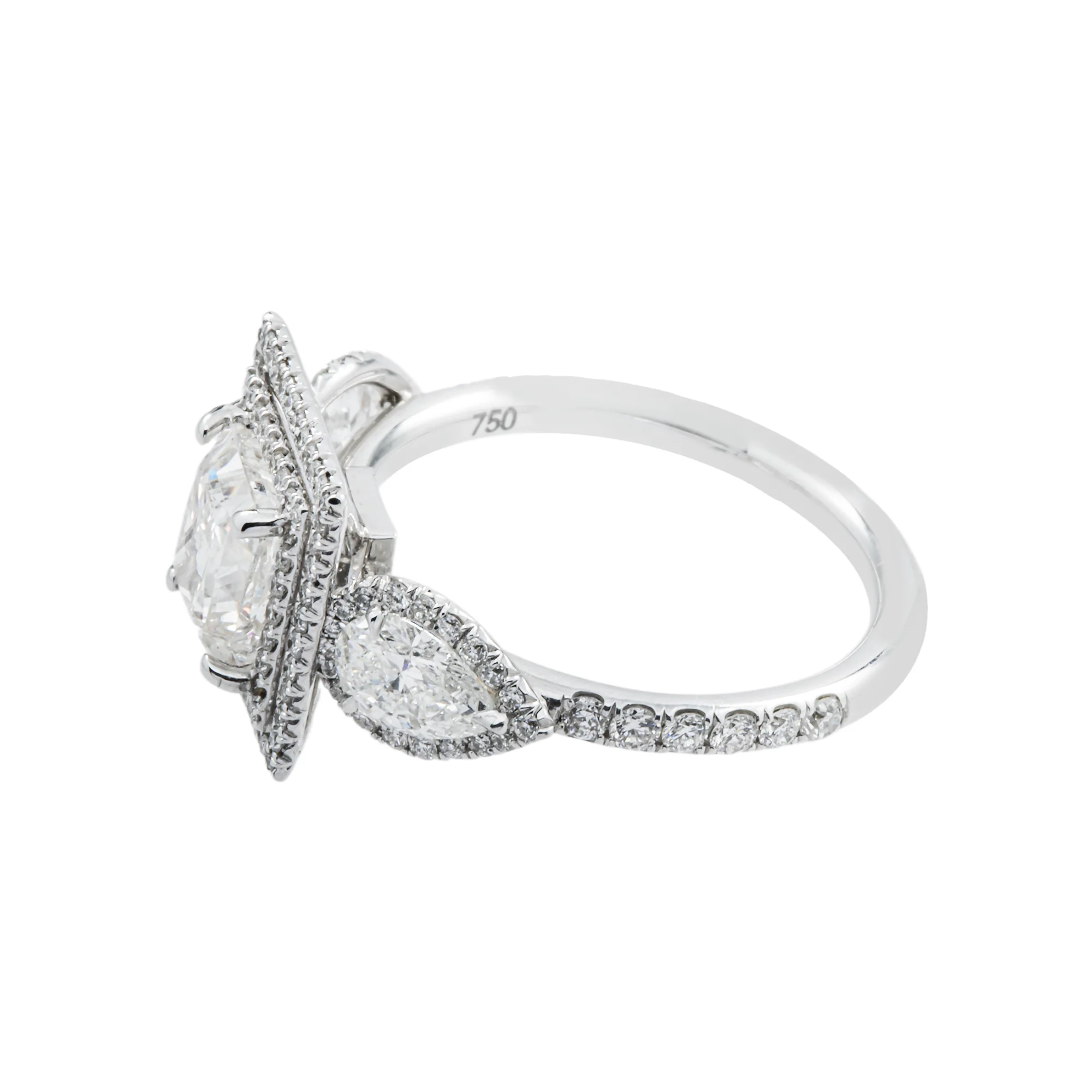 18K White Gold 1.50ct Princess Cut Diamond Engagement Ring 3.45ctw - Image 5
