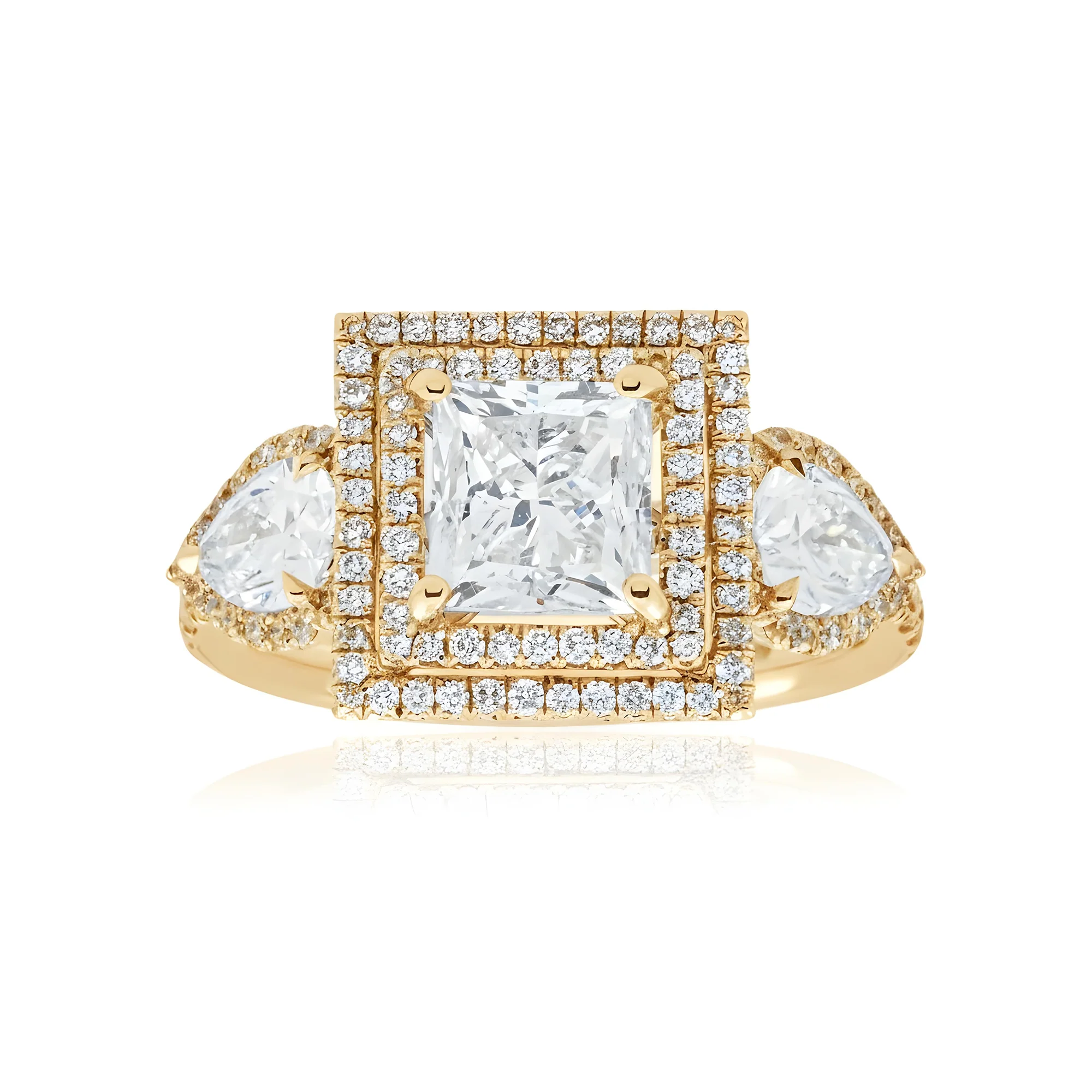18K White Gold 1.50ct Princess Cut Diamond Engagement Ring 3.45ctw - Image 6