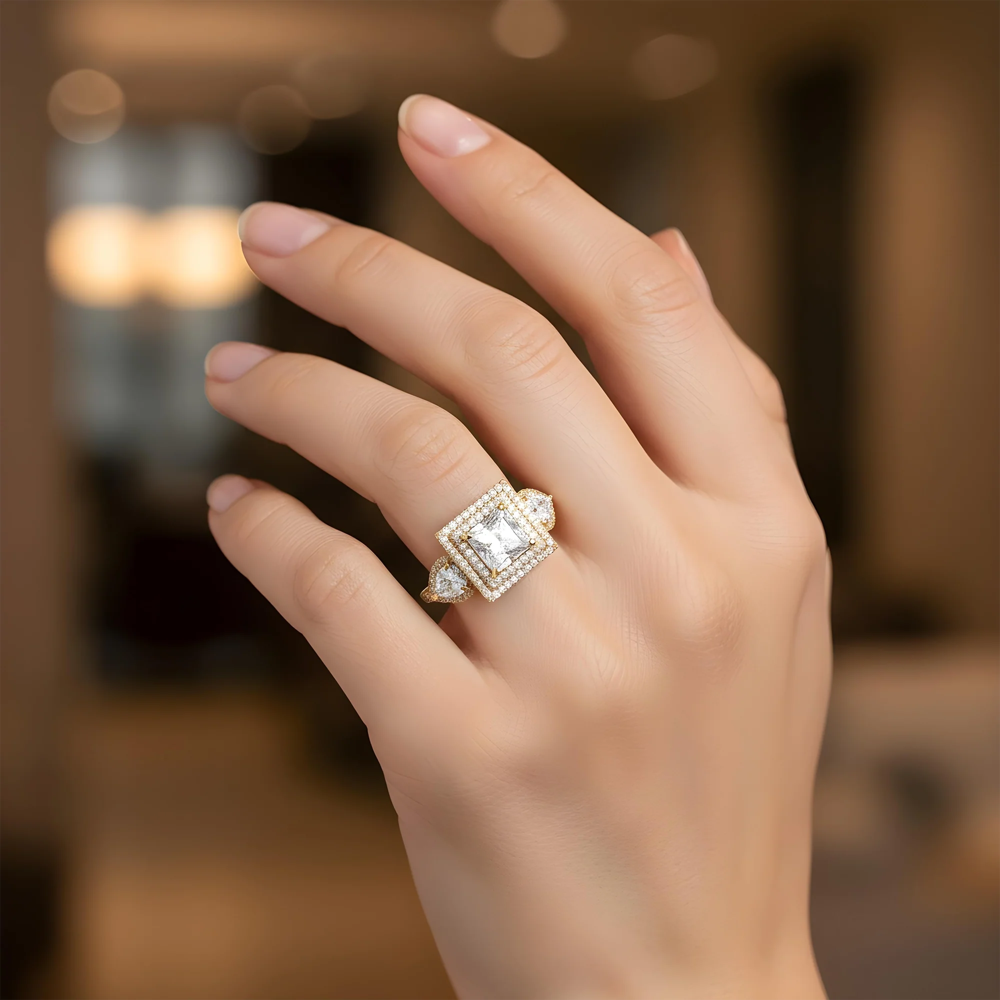 18K White Gold 1.50ct Princess Cut Diamond Engagement Ring 3.45ctw - Image 7