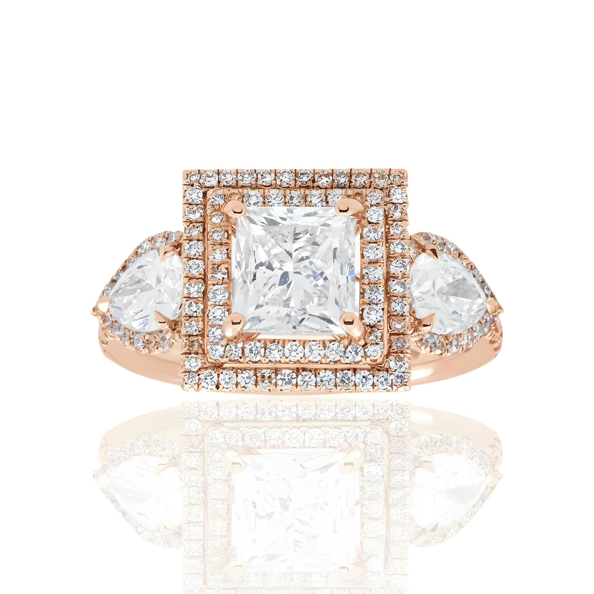 18K White Gold 1.50ct Princess Cut Diamond Engagement Ring 3.45ctw - Image 8