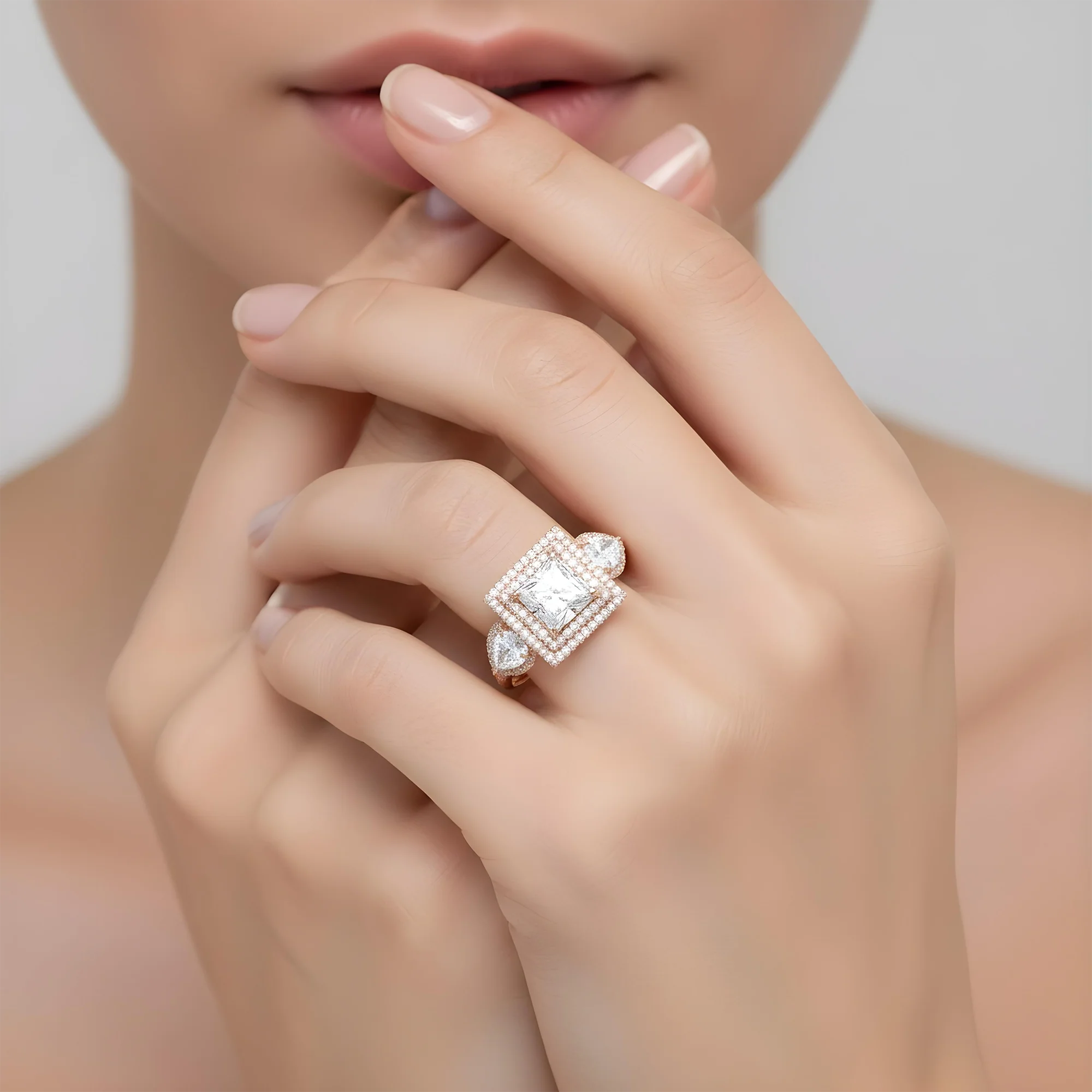 18K White Gold 1.50ct Princess Cut Diamond Engagement Ring 3.45ctw - Image 9