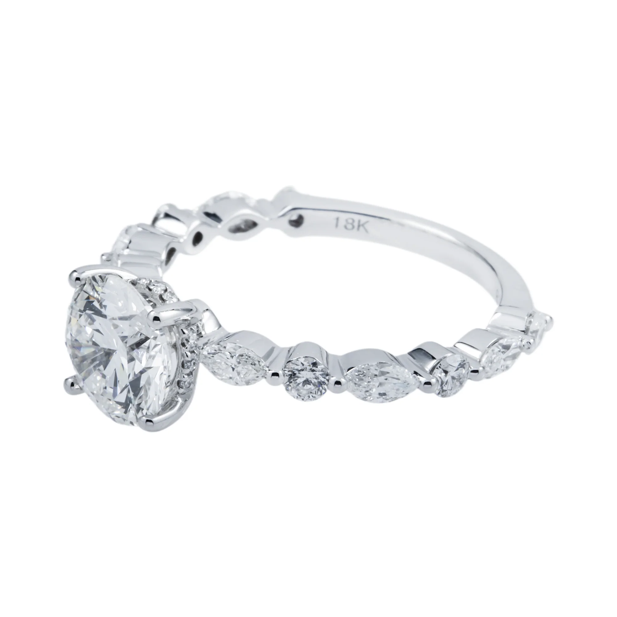 18K White Gold 1.54ct Round Diamond Engagement Ring 2.36ctw - Image 5