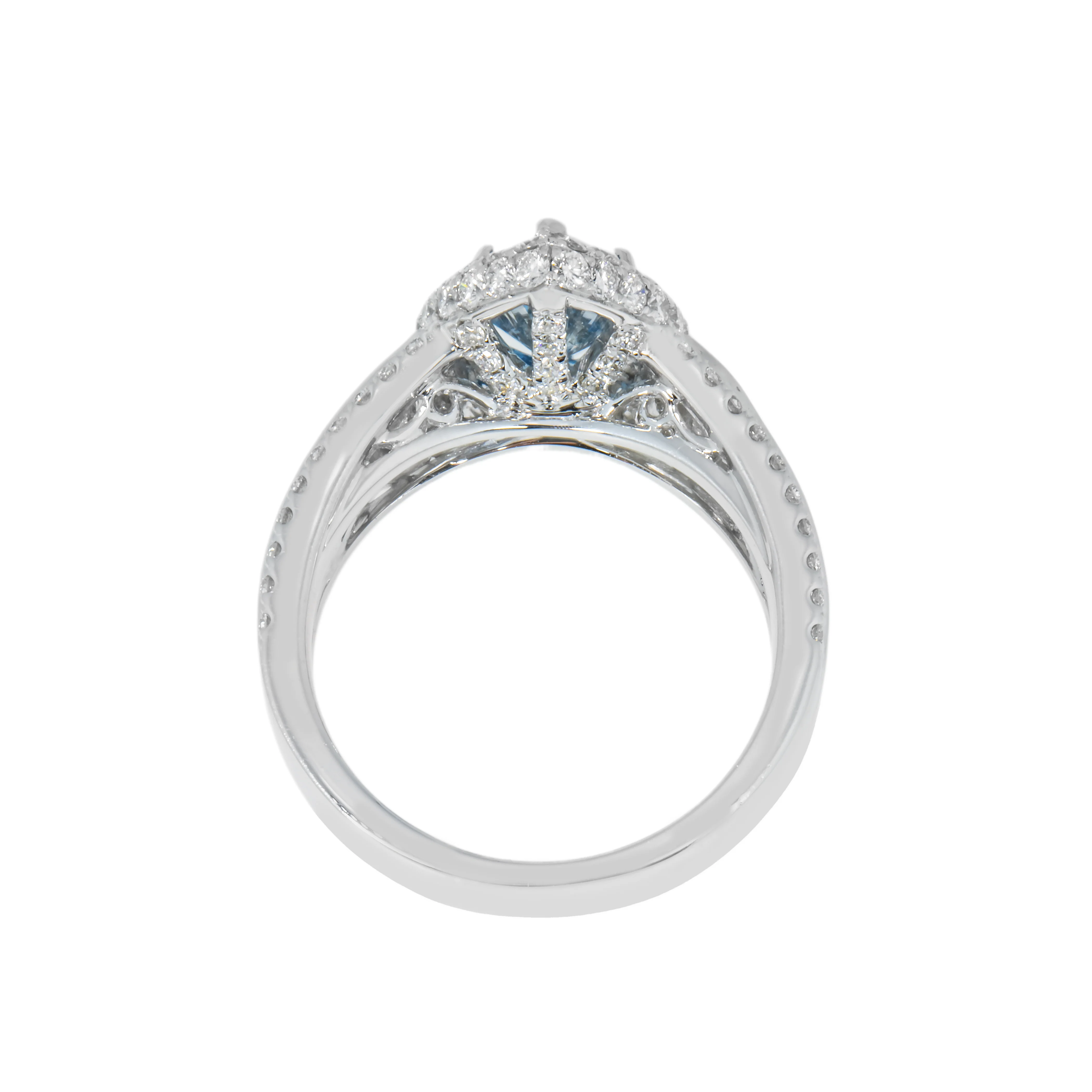 18K White Gold 1.5ctw Marquise Cut Fancy Vivid Blue Diamond Ring 3.20ctw - Image 4