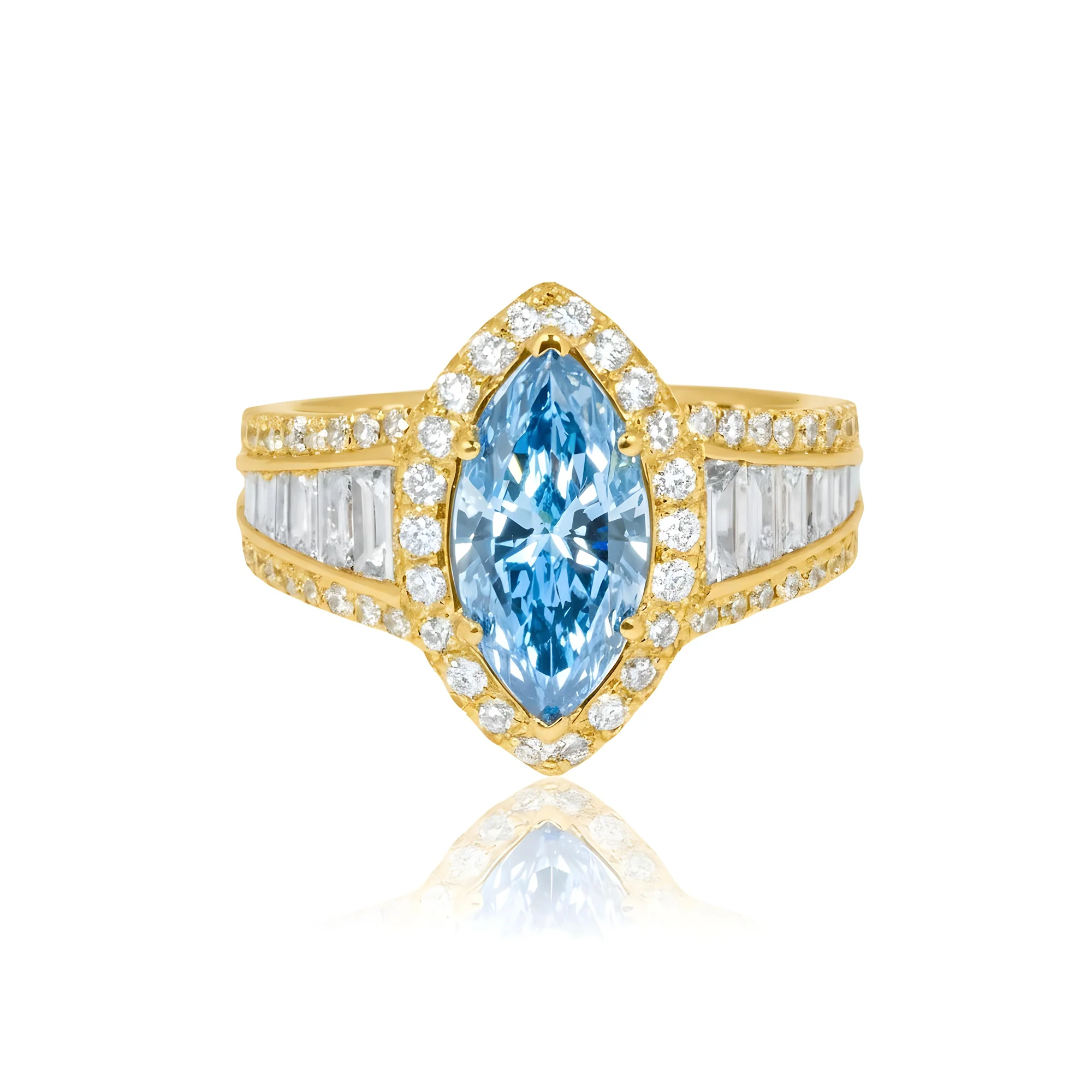 18K White Gold 1.5ctw Marquise Cut Fancy Vivid Blue Diamond Ring 3.20ctw - Image 6