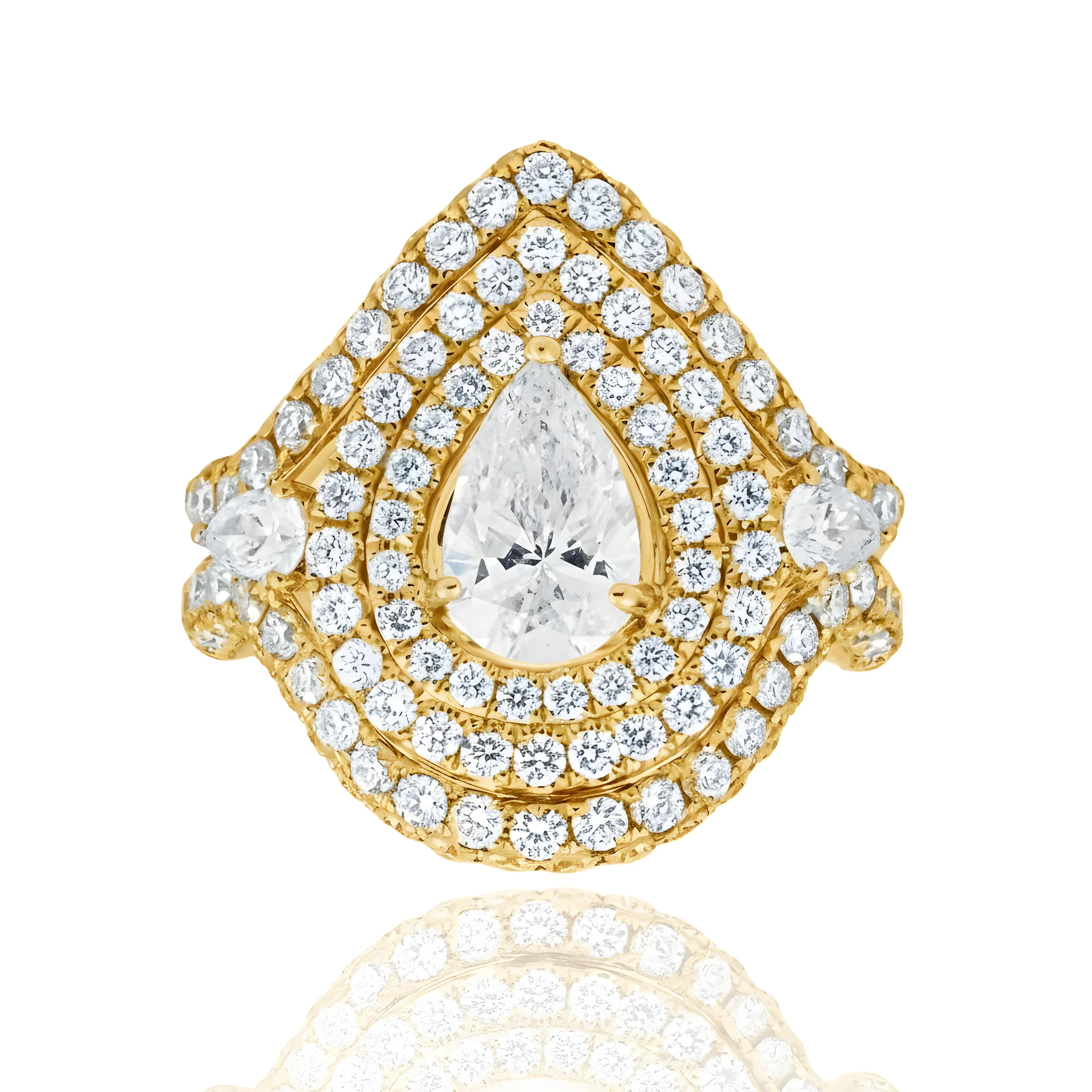 18K White Gold 1.01ct Pear Cut Diamond Engagement Ring 3.49ctw - Image 7