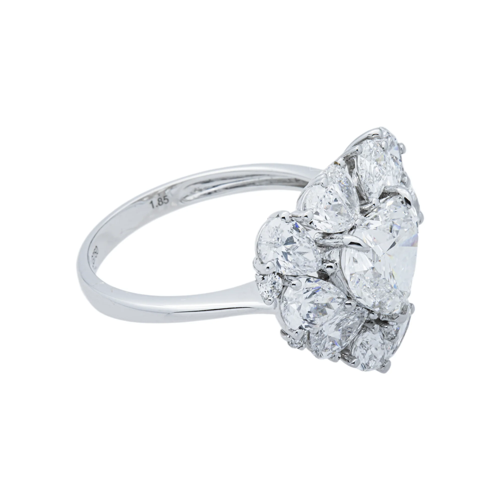 18K White Gold 1.85ct Heart Diamond & Multi Shape Diamond Halo Ring 4.17ctw - Image 2