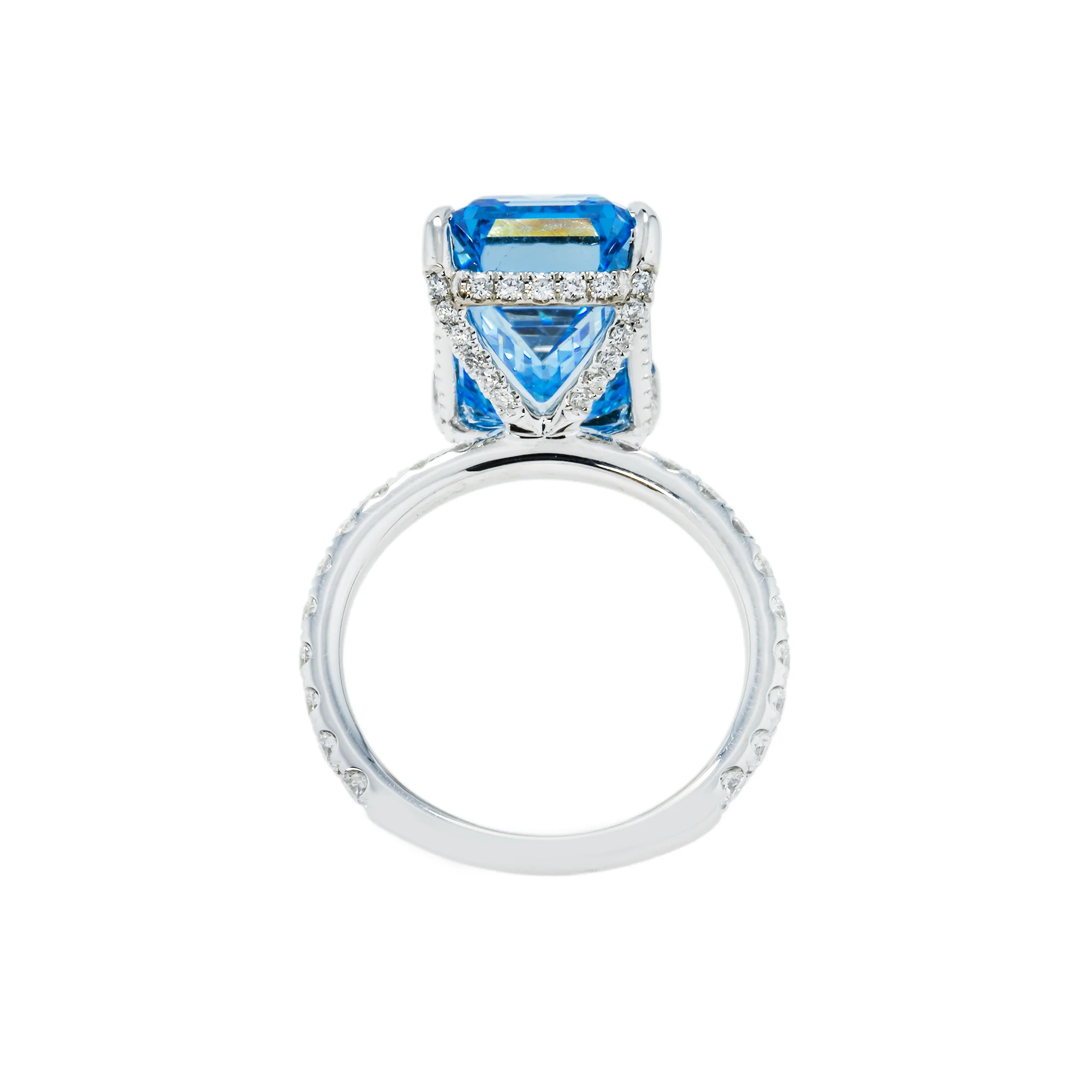 18K White Gold 10.01ct Emerald Cut Fancy Vivid Blue Diamond Ring 10.91ct - Image 5