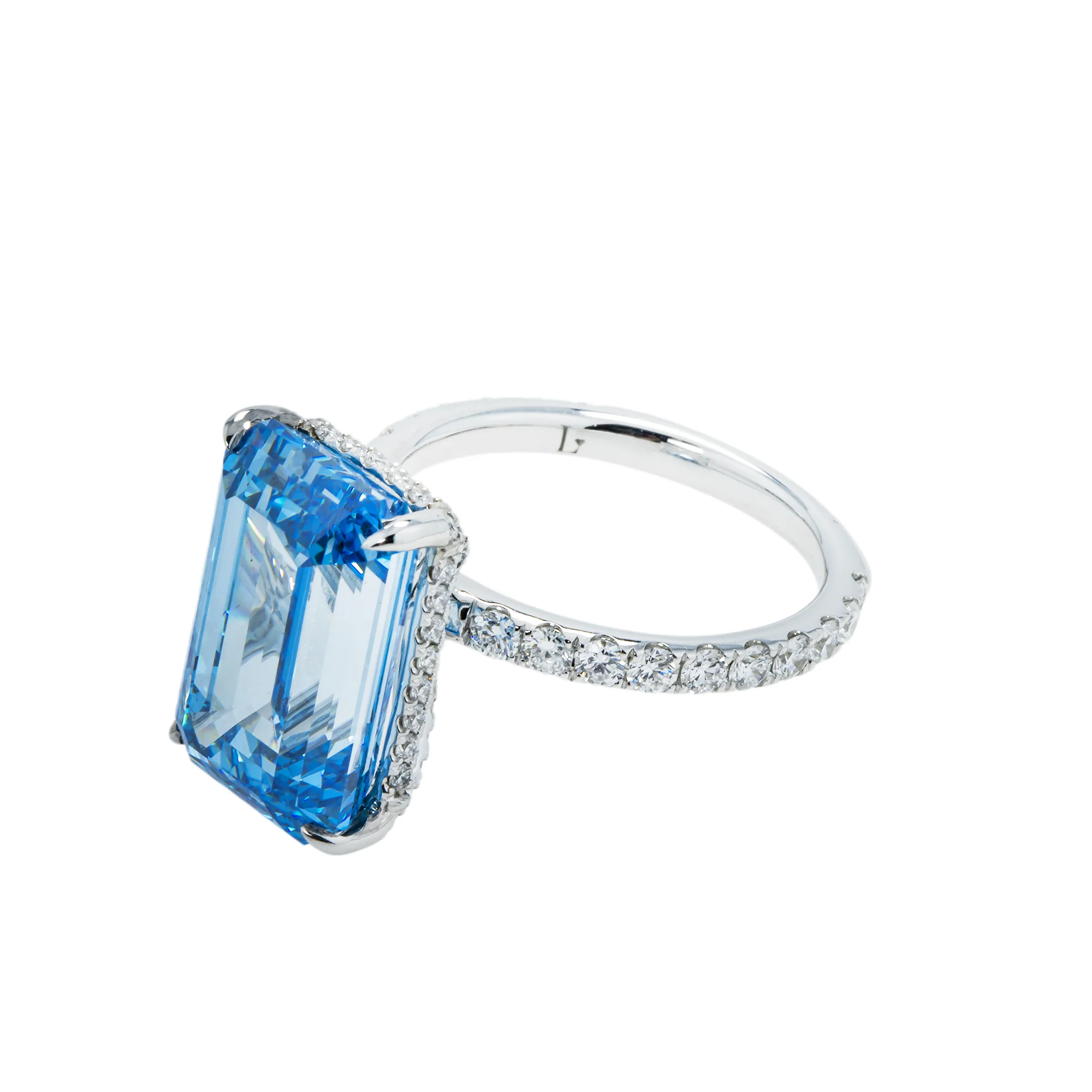 18K White Gold 10.01ct Emerald Cut Fancy Vivid Blue Diamond Ring 10.91ct - Image 6