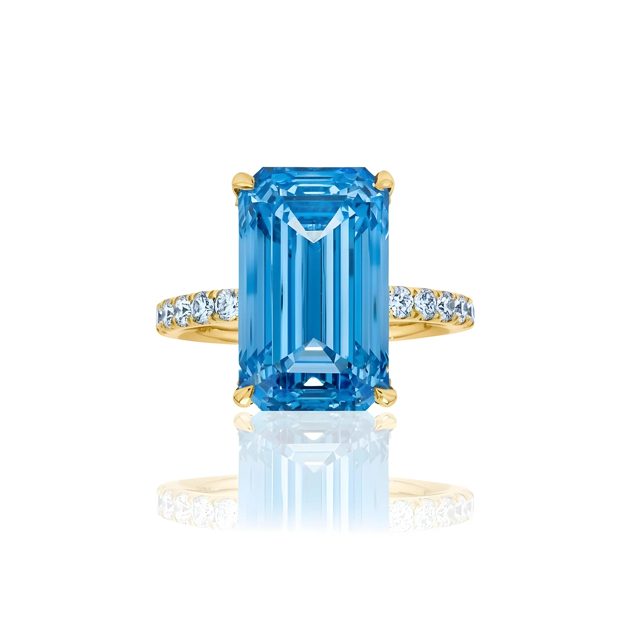 18K White Gold 10.01ct Emerald Cut Fancy Vivid Blue Diamond Ring 10.91ct - Image 7