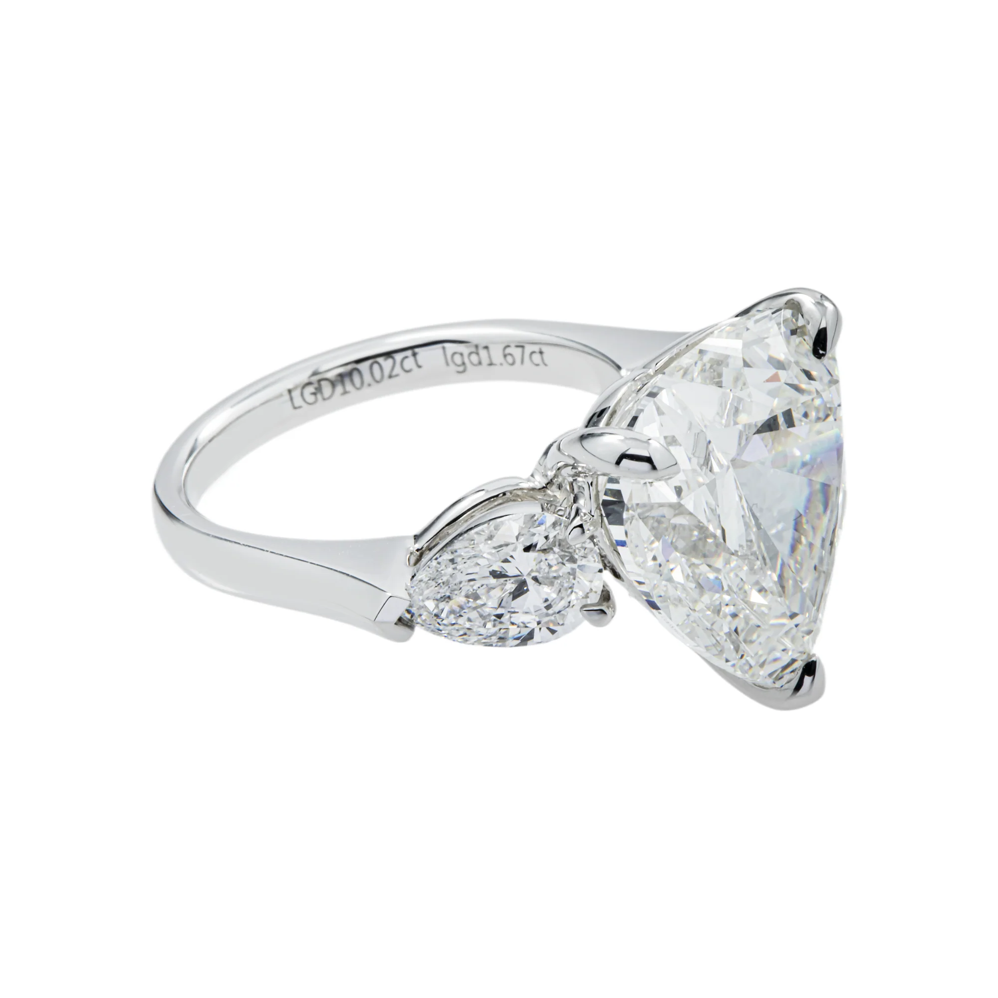 18K White Gold 10.02ct Heart Cut Diamond Engagement Ring 11.69ctw - Image 4