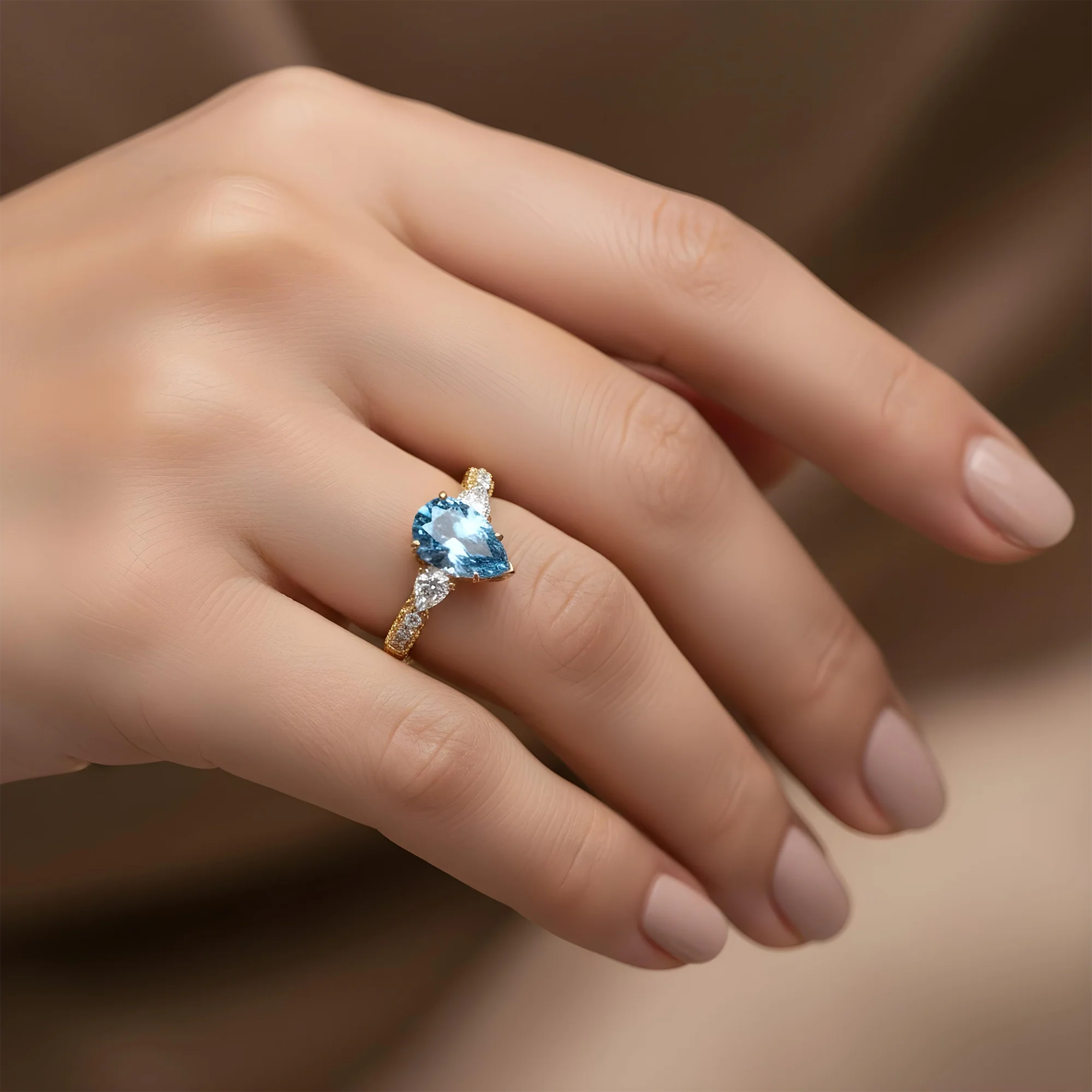 18K White Gold 10.10ct Pear Cut Fancy Blue Vivid Diamond Ring 12.90ctw - Image 8