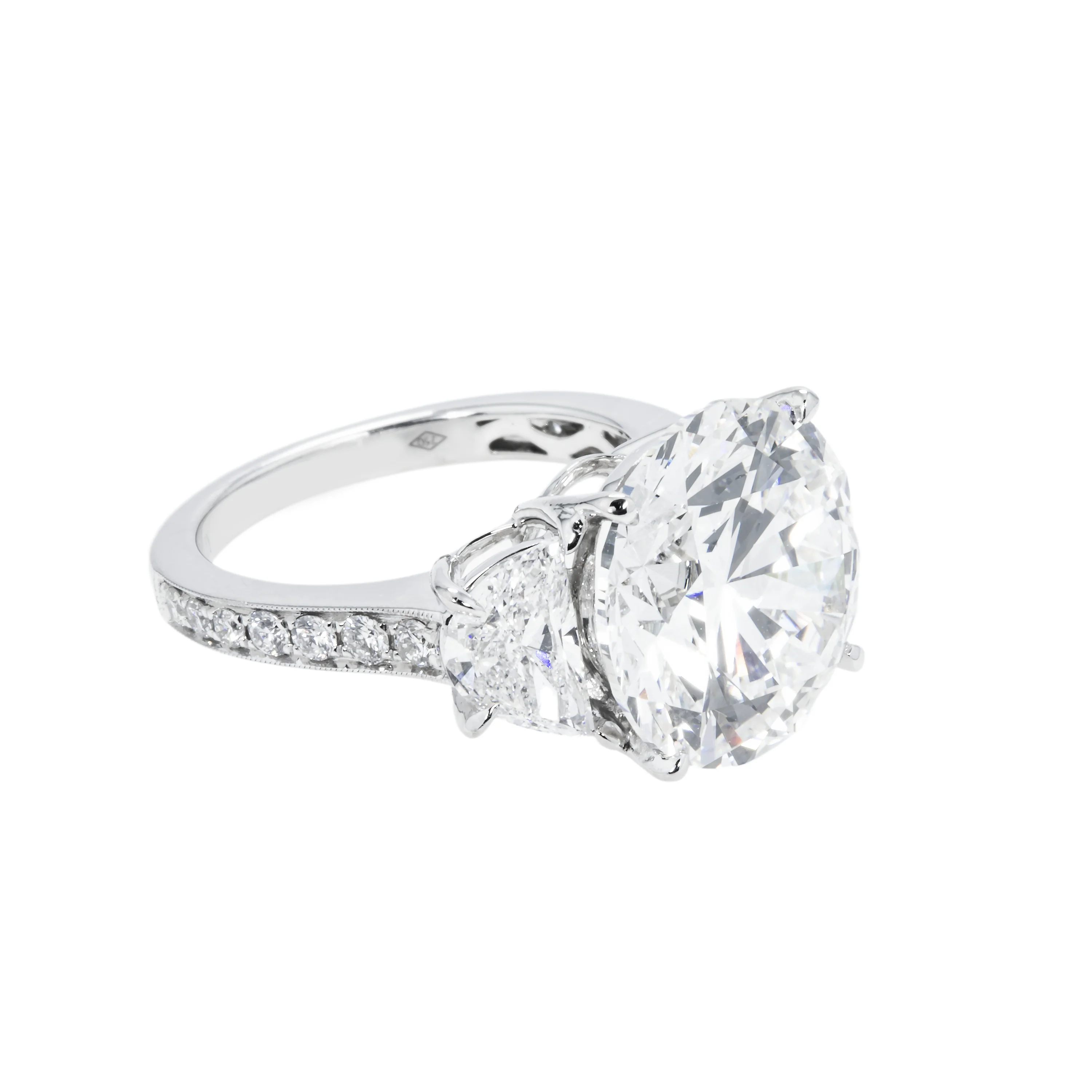 GIA 18K White Gold 10.21ct Round Triple Diamond Engagement Ring 11.10ctw - Image 4