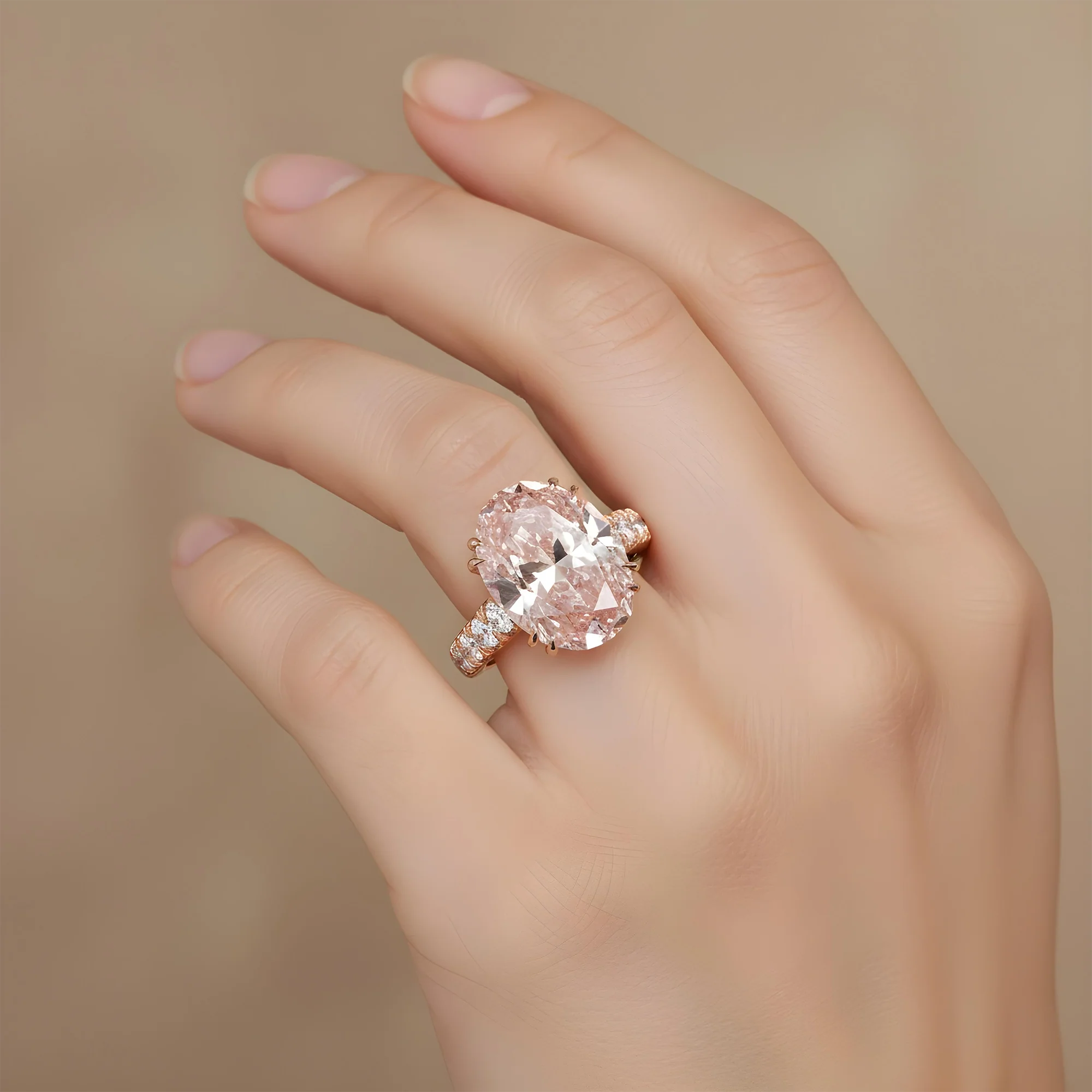 18K White Gold 10.30ct Oval Cut Fancy Vivid Pink Diamond Ring 12.40ctw - Image 10