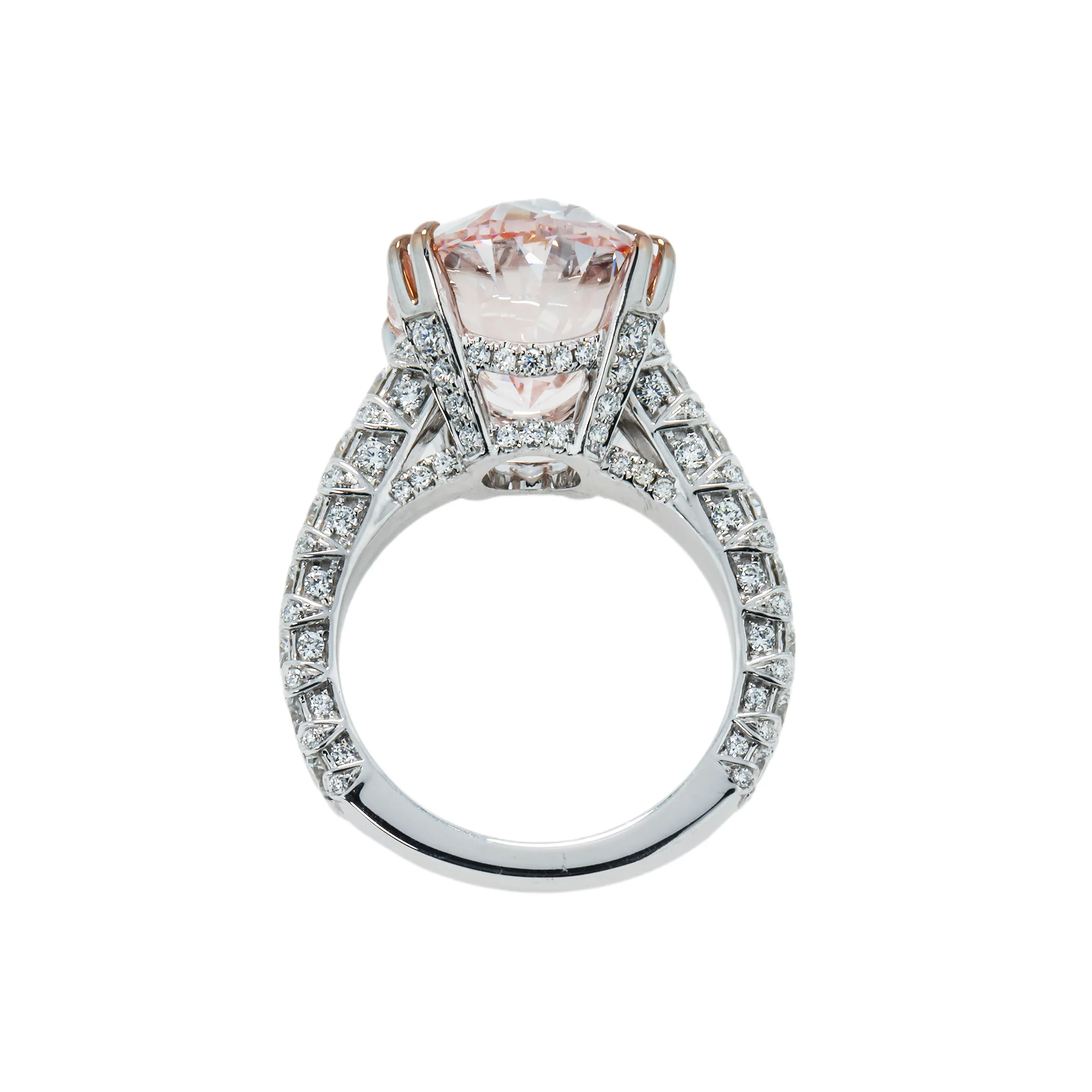 18K White Gold 10.30ct Oval Cut Fancy Vivid Pink Diamond Ring 12.40ctw - Image 5