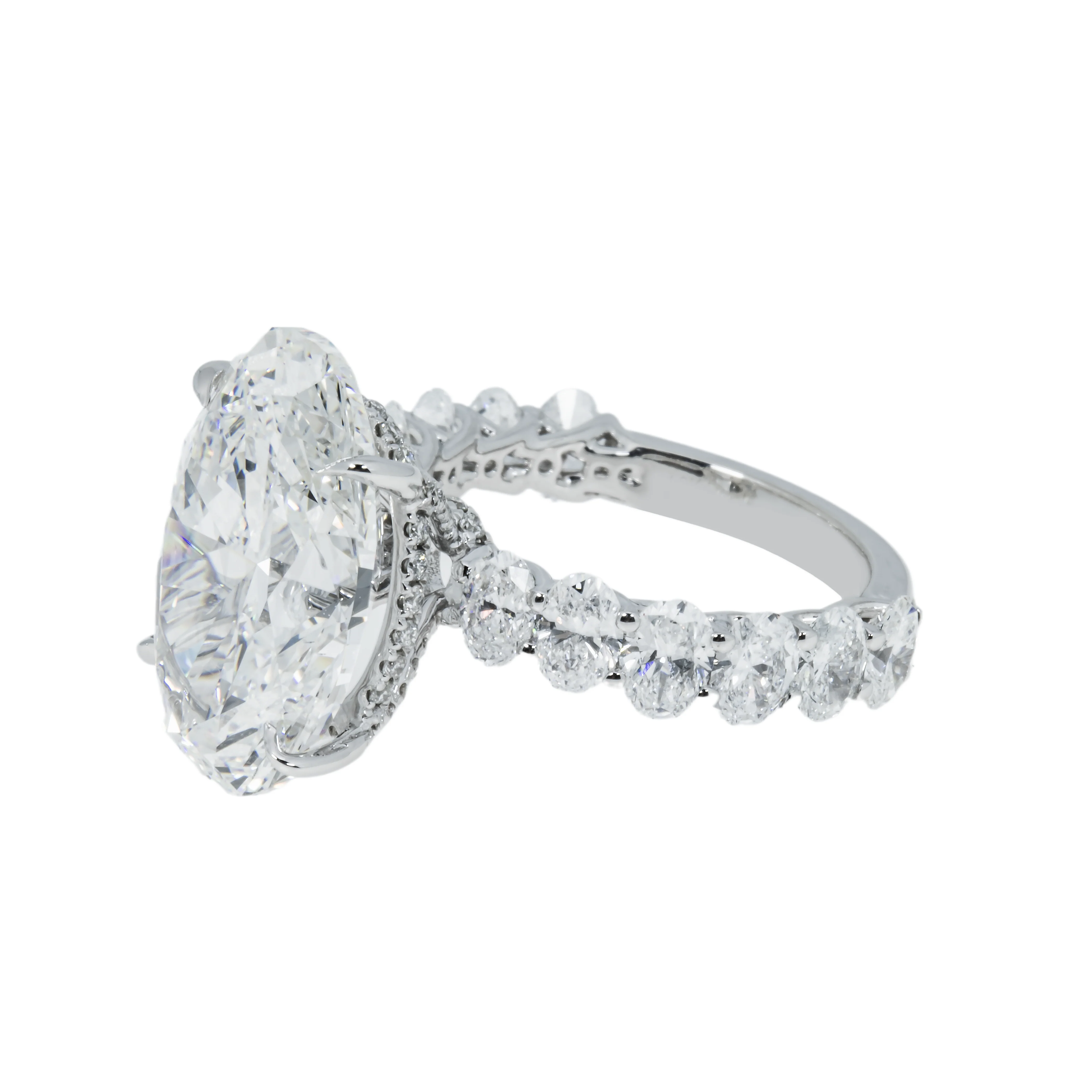18K White Gold 10.36ct Oval Cut Diamond Engagement Ring 13.06ctw - Image 5
