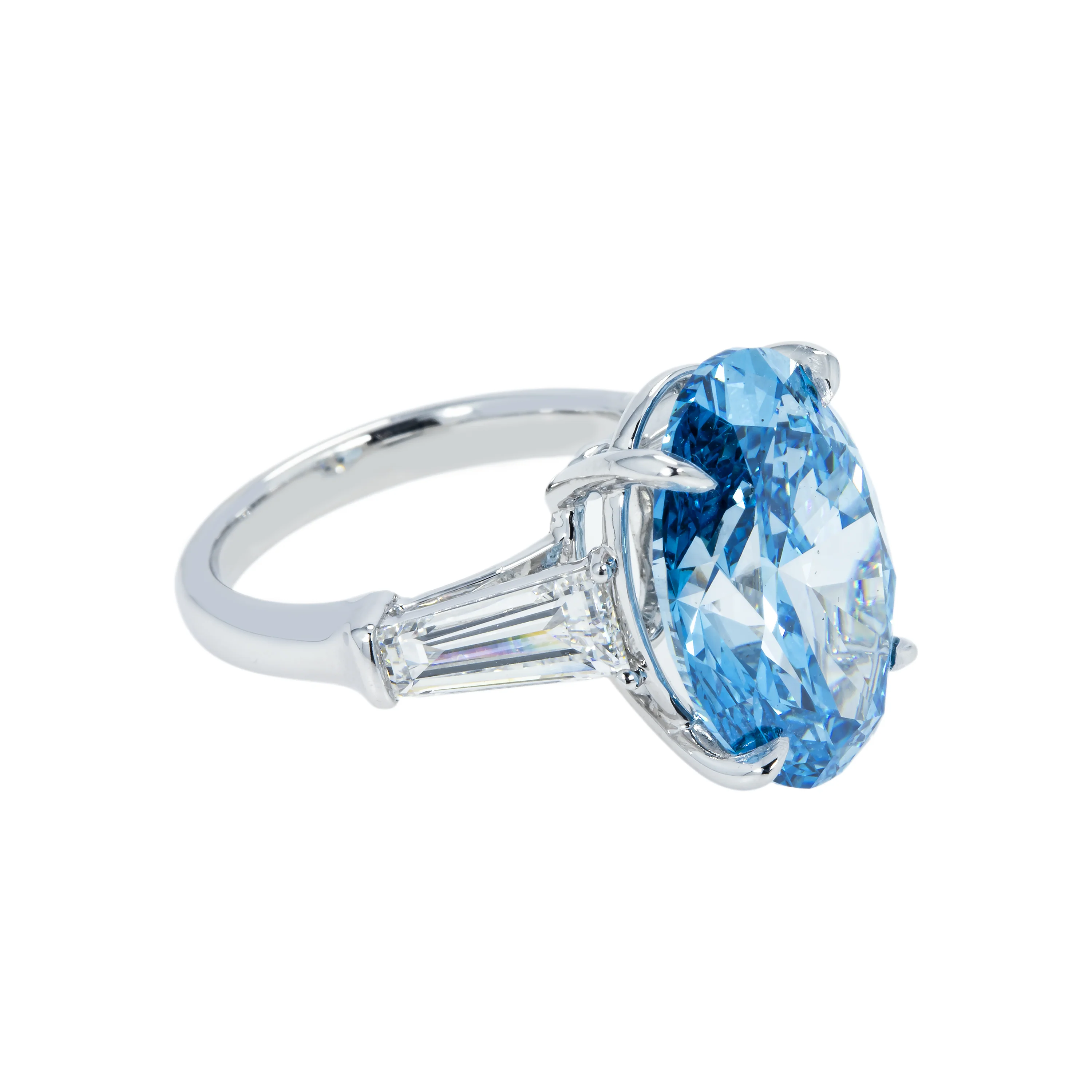18K White Gold 10.40ct Oval Cut Blue Diamond Ring 12.13ctw - Image 4