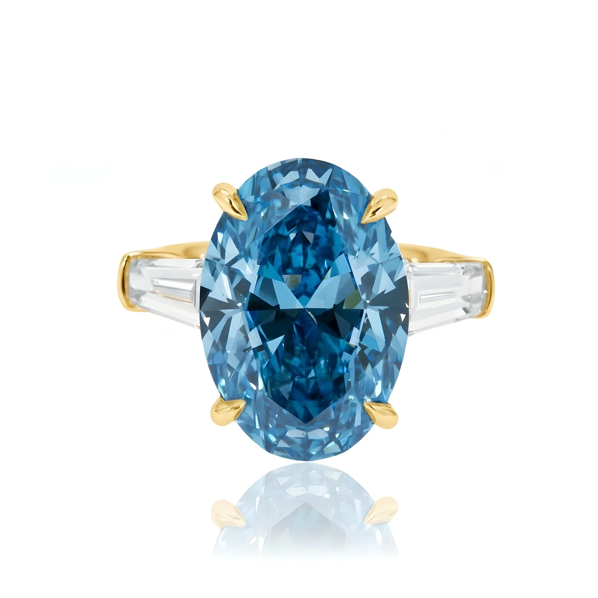 18K White Gold 10.40ct Oval Cut Blue Diamond Ring 12.13ctw - Image 7