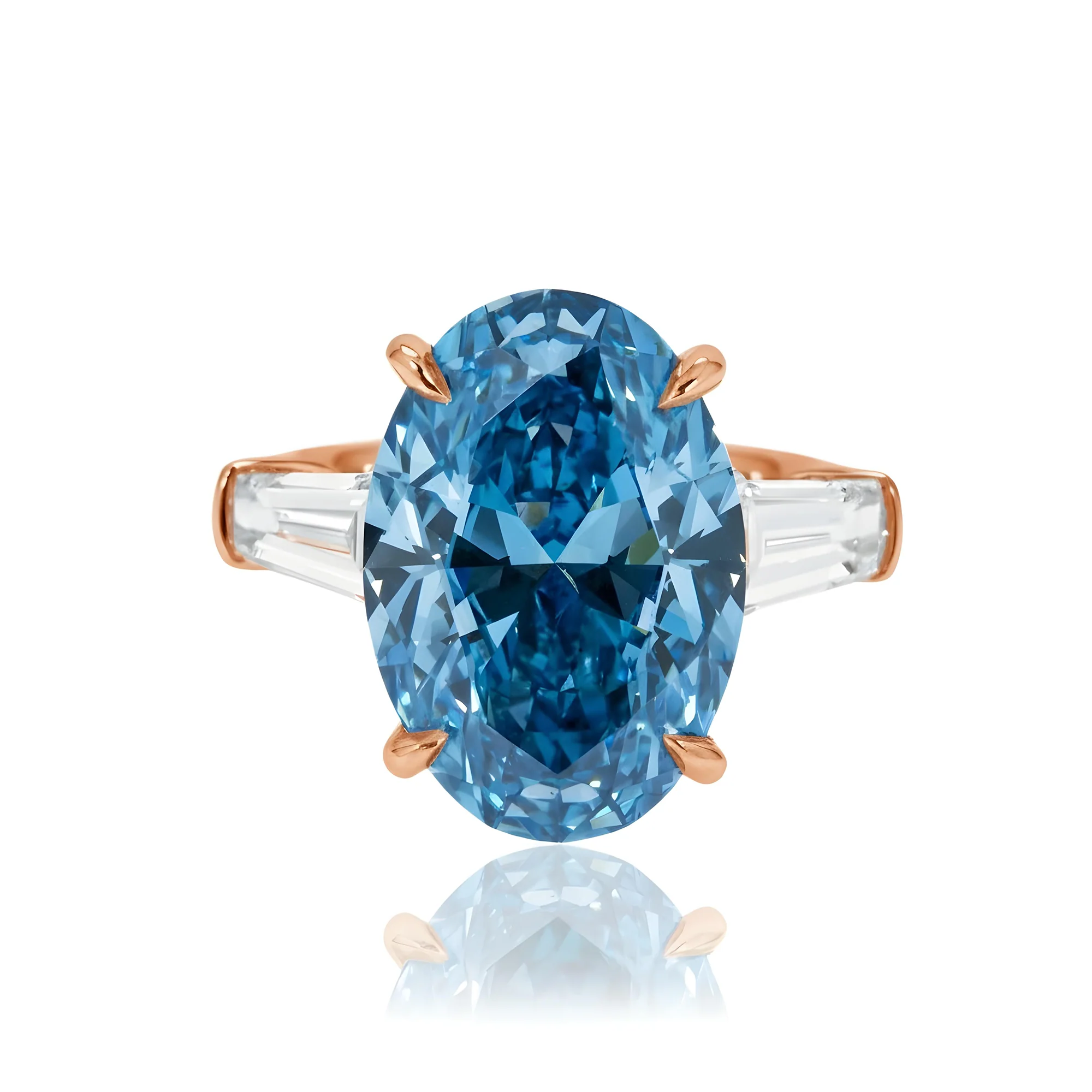 18K White Gold 10.40ct Oval Cut Blue Diamond Ring 12.13ctw - Image 9
