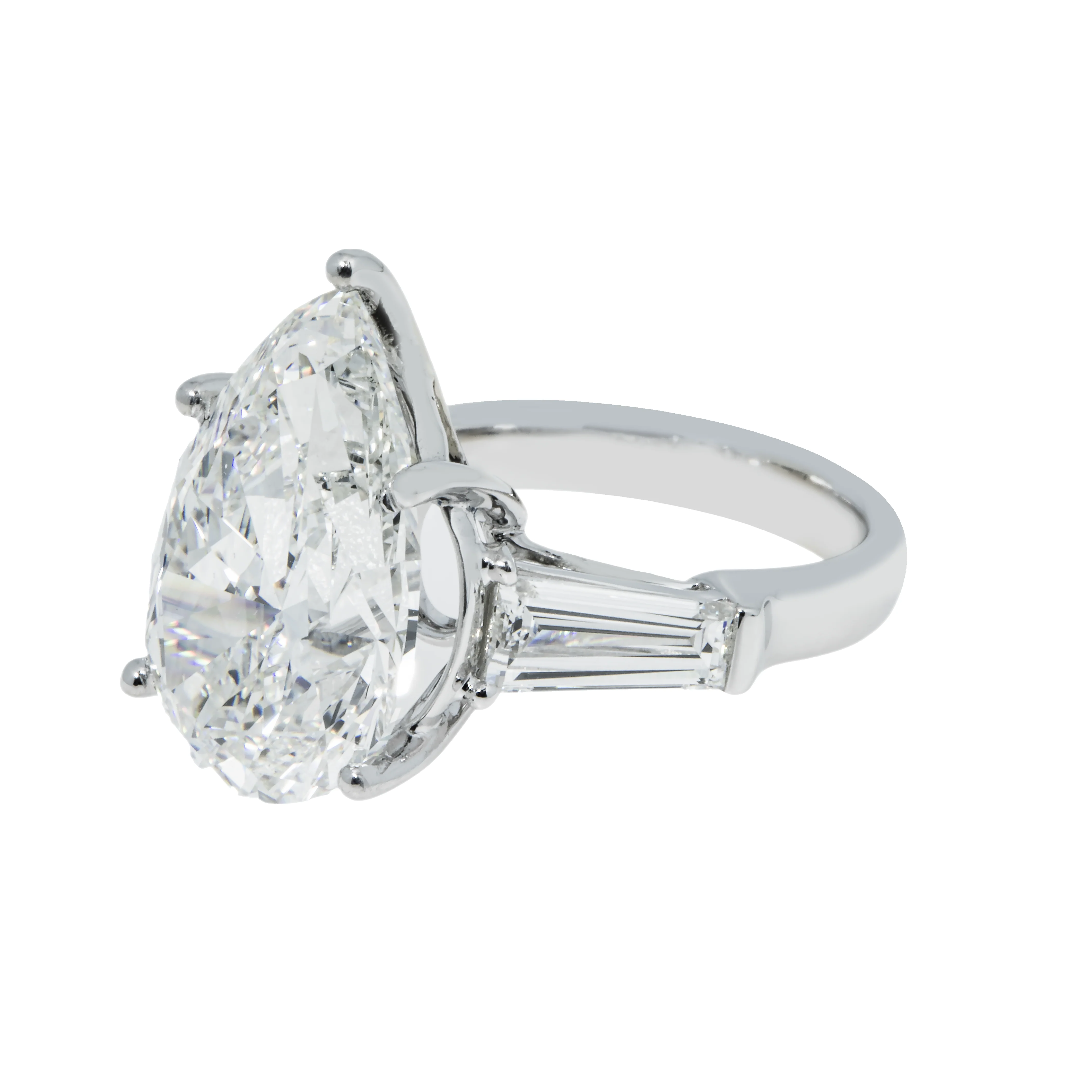 18K White Gold 10.80ct Pear Cut Triple Diamond Engagement Ring 12.70ctw - Image 4