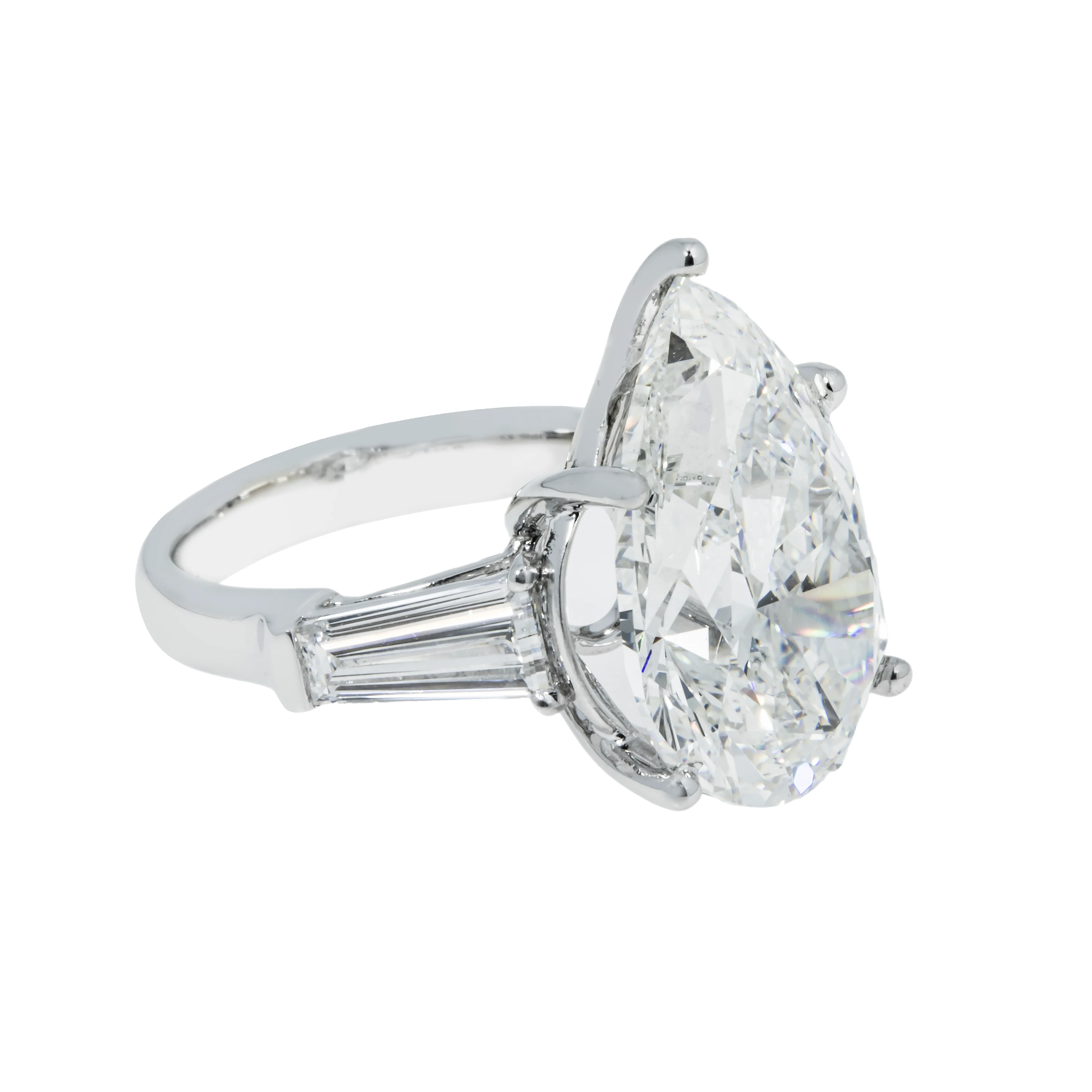18K White Gold 10.80ct Pear Cut Triple Diamond Engagement Ring 12.70ctw - Image 6