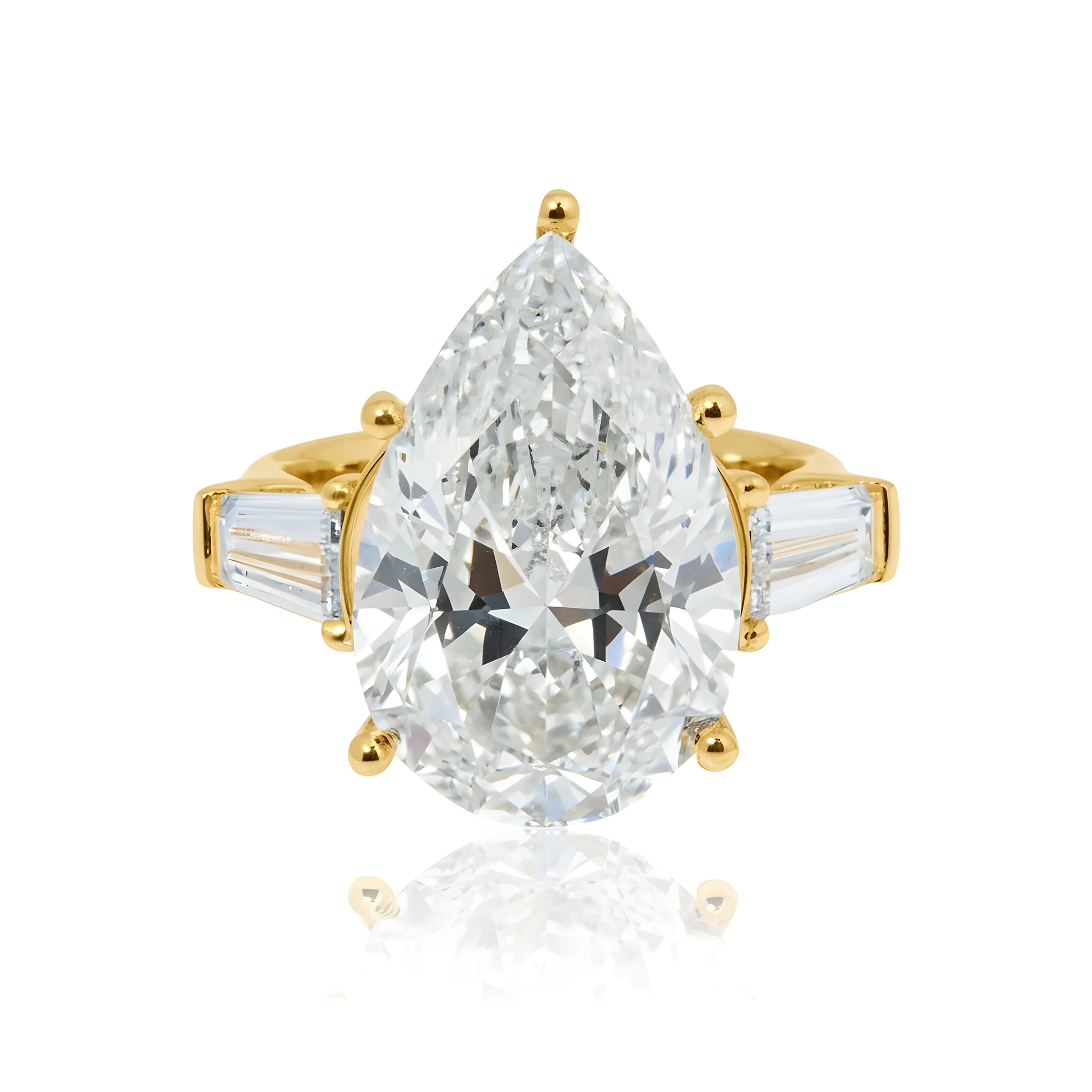 18K White Gold 10.80ct Pear Cut Triple Diamond Engagement Ring 12.70ctw - Image 7