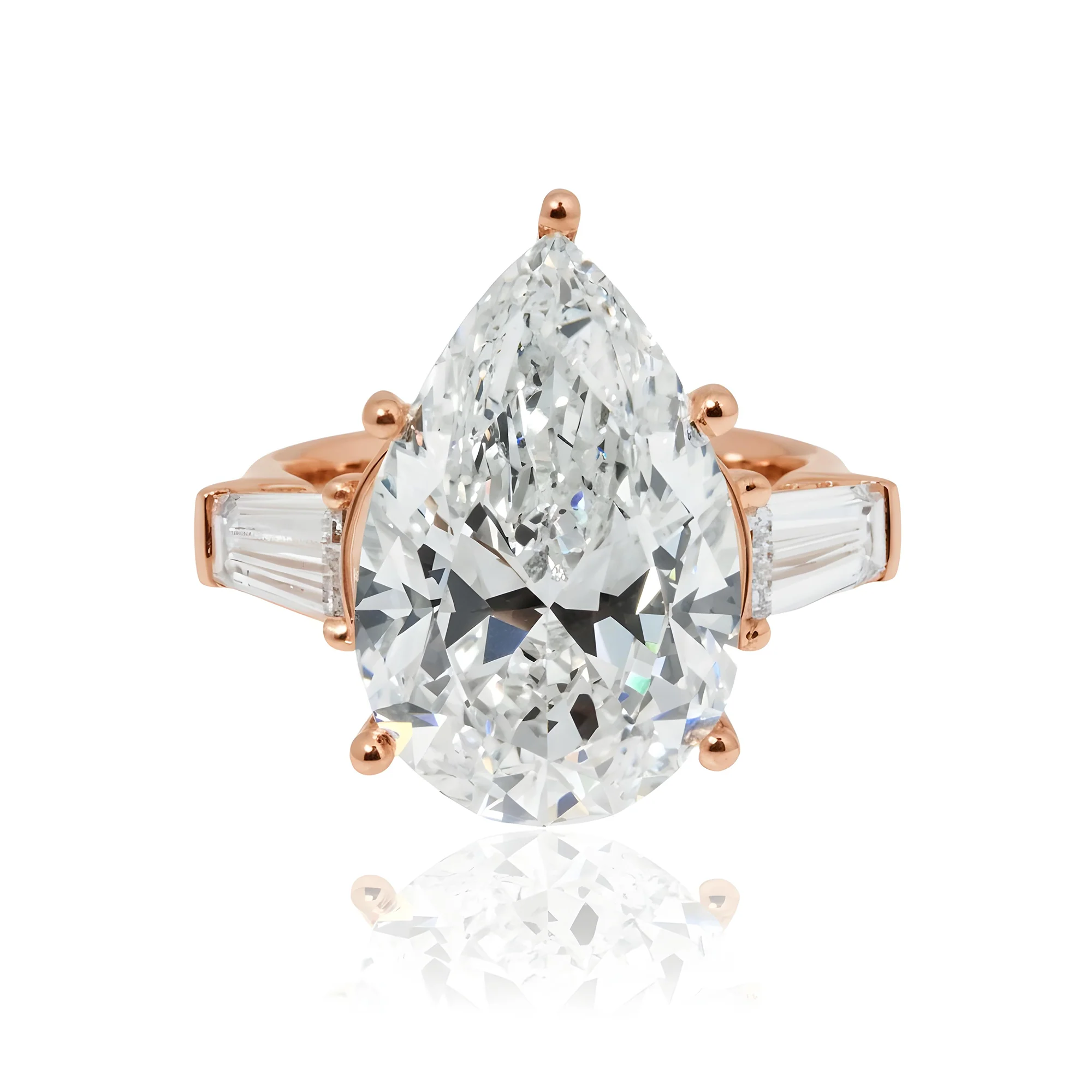 18K White Gold 10.80ct Pear Cut Triple Diamond Engagement Ring 12.70ctw - Image 9