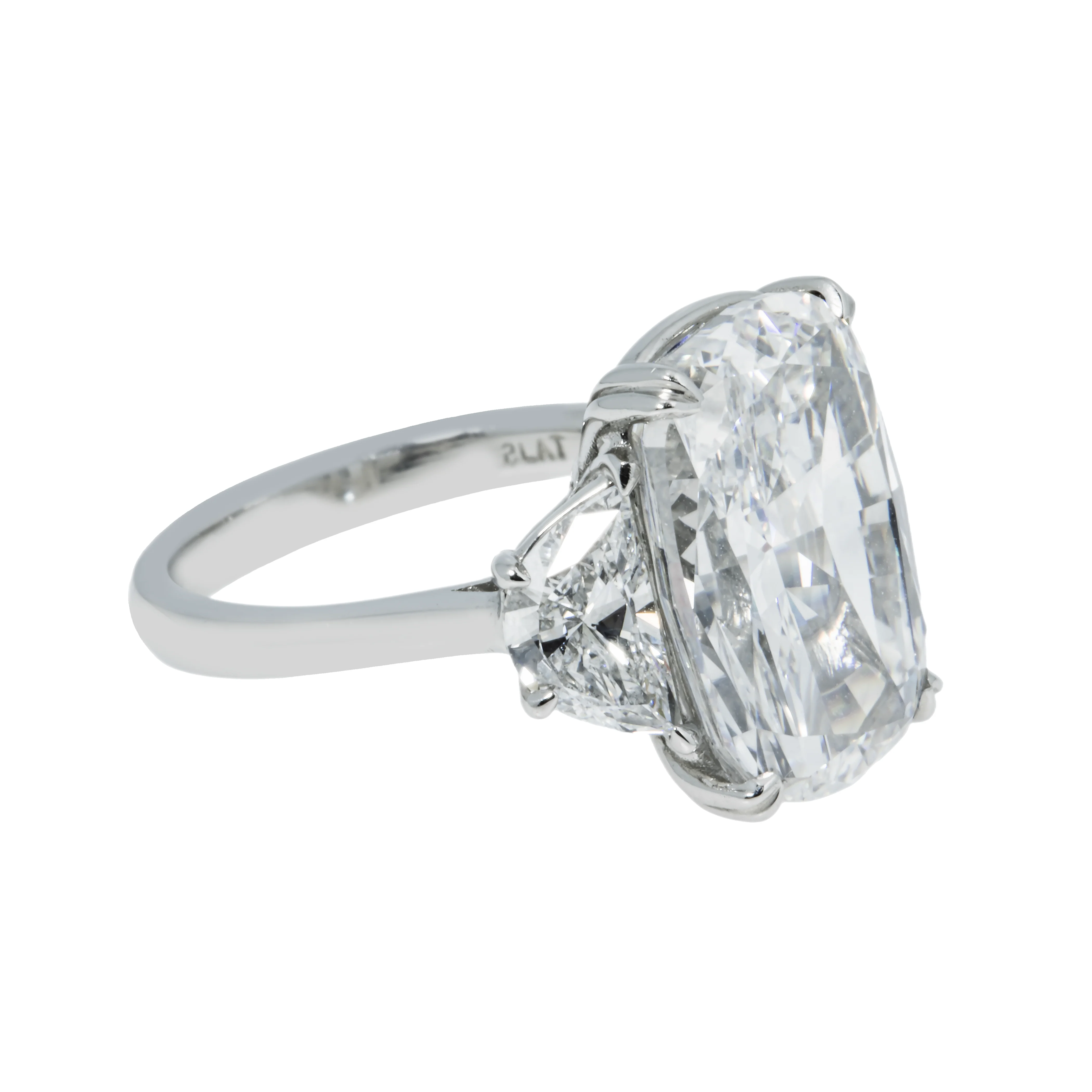 GIA 18K White Gold 10ct Cushion Cut Triple Diamond Engagement Ring 11.62ct - Image 4