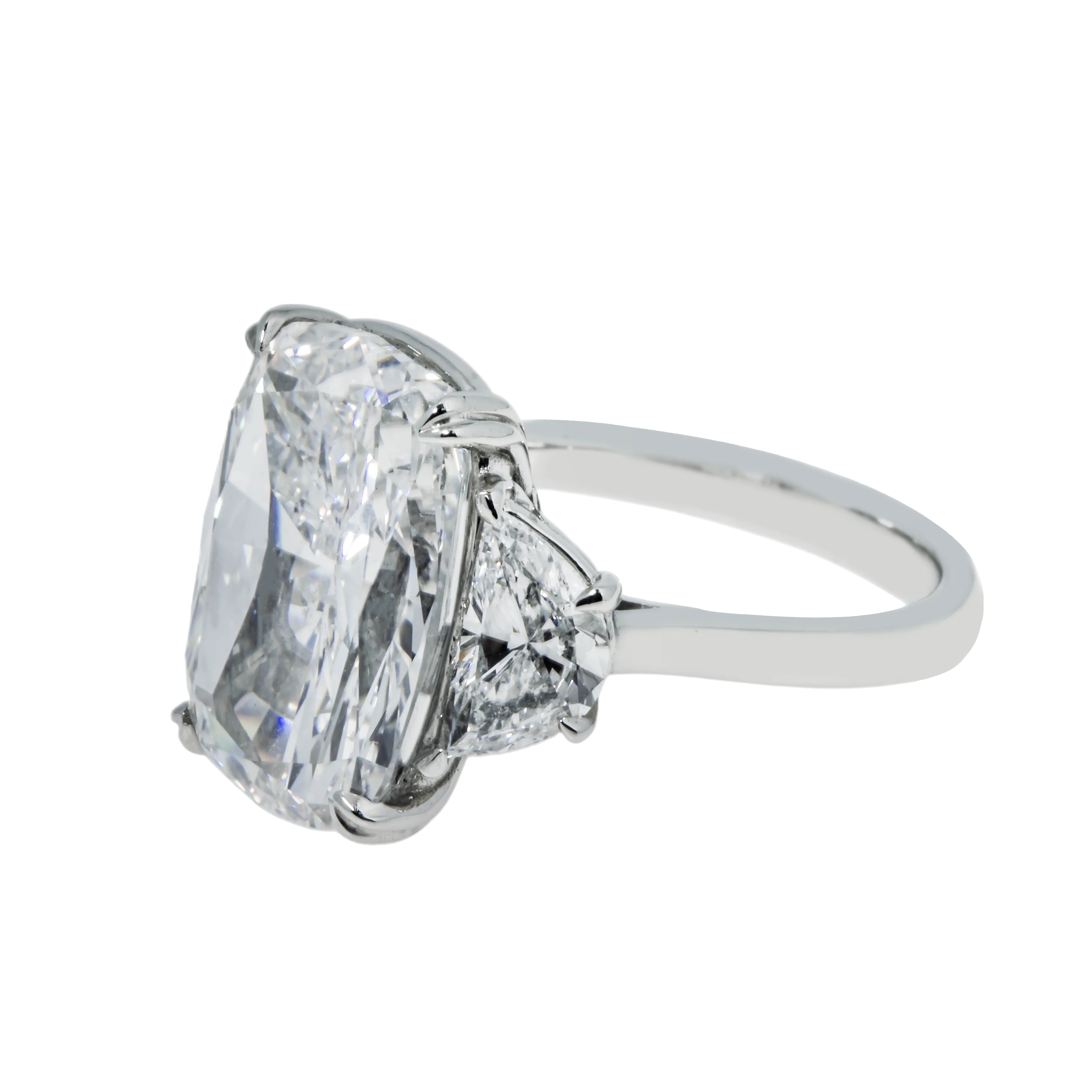GIA 18K White Gold 10ct Cushion Cut Triple Diamond Engagement Ring 11.62ct - Image 6