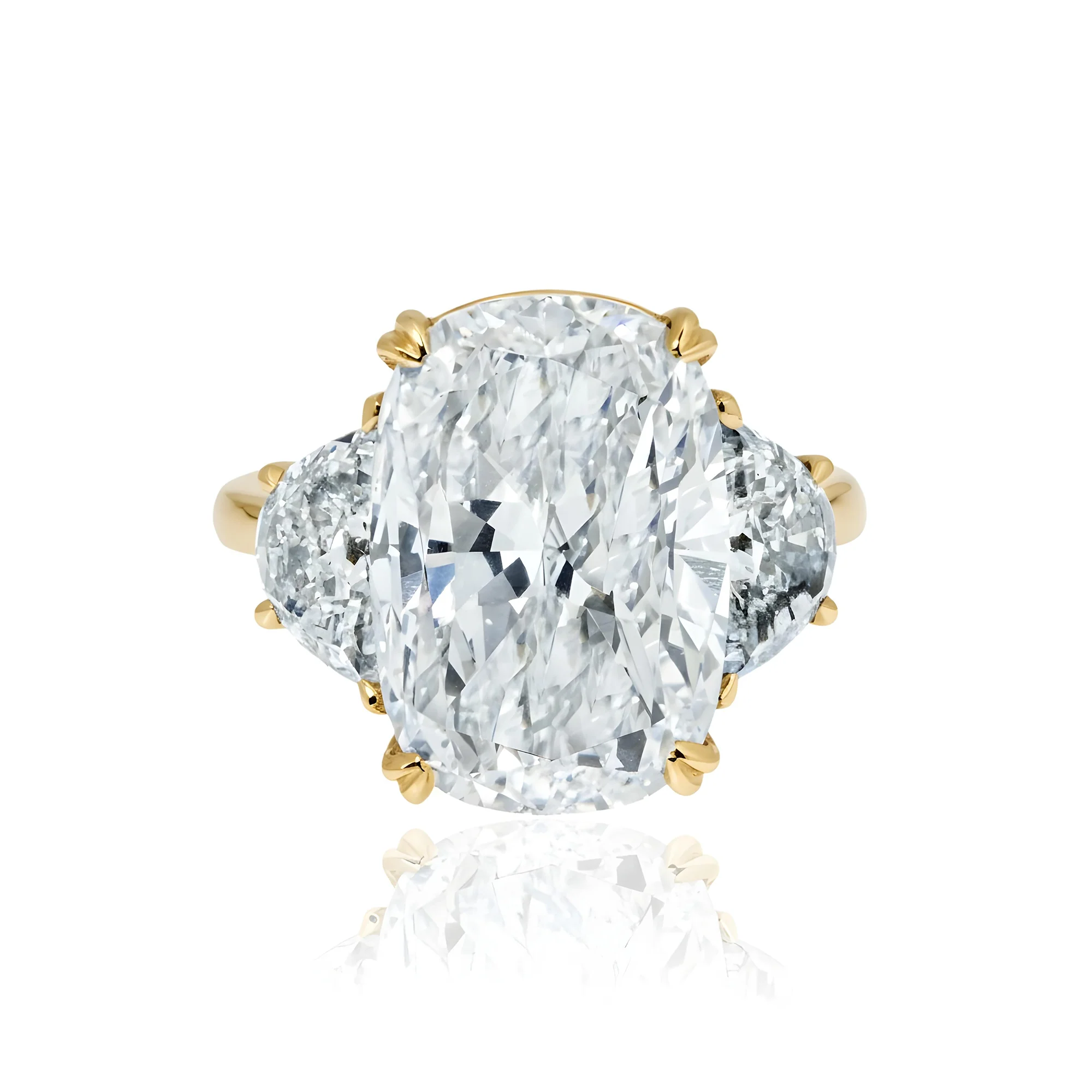 GIA 18K White Gold 10ct Cushion Cut Triple Diamond Engagement Ring 11.62ct - Image 7
