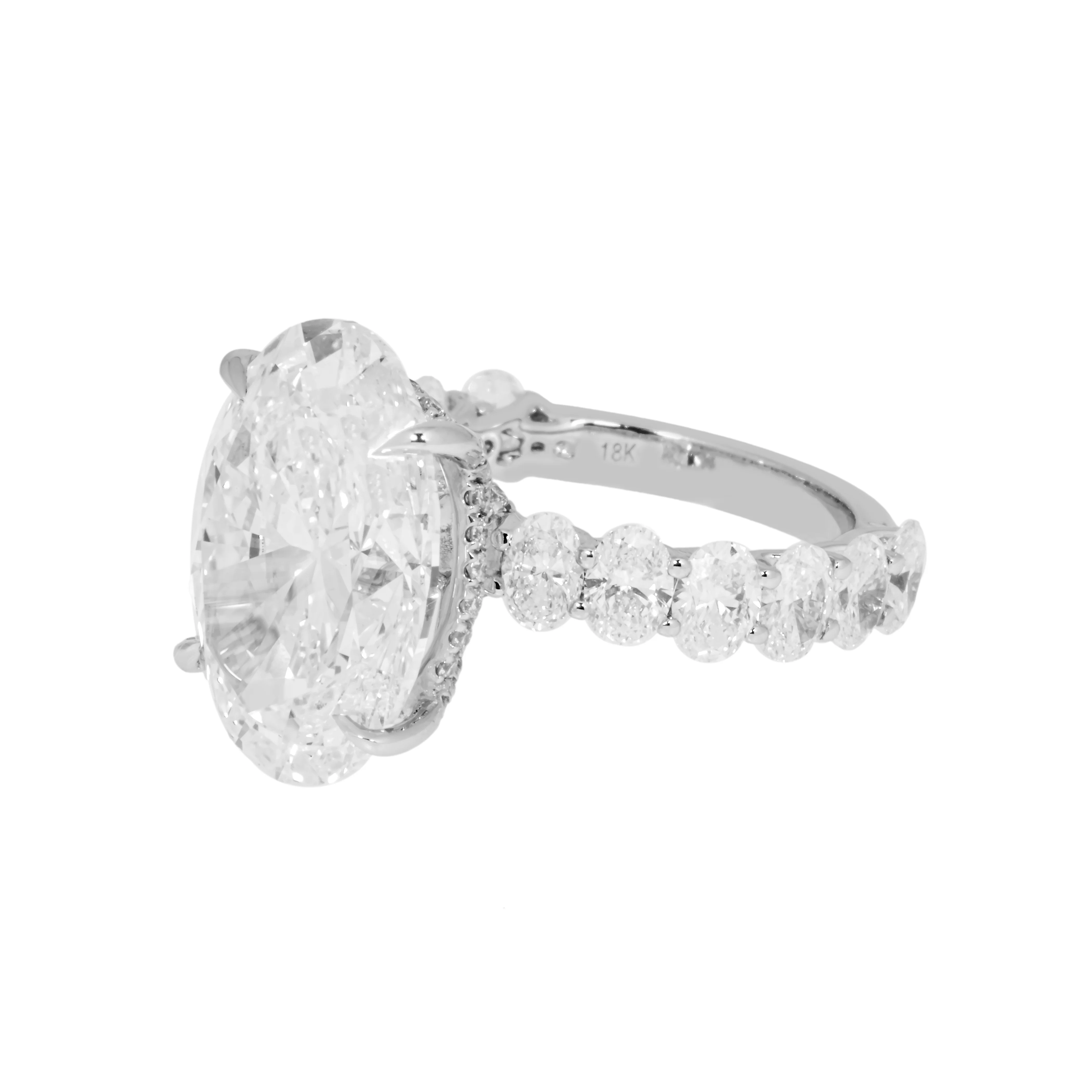 18K White Gold 10ct Oval Cut Diamond Engagement Ring 12.70ctw - Image 4