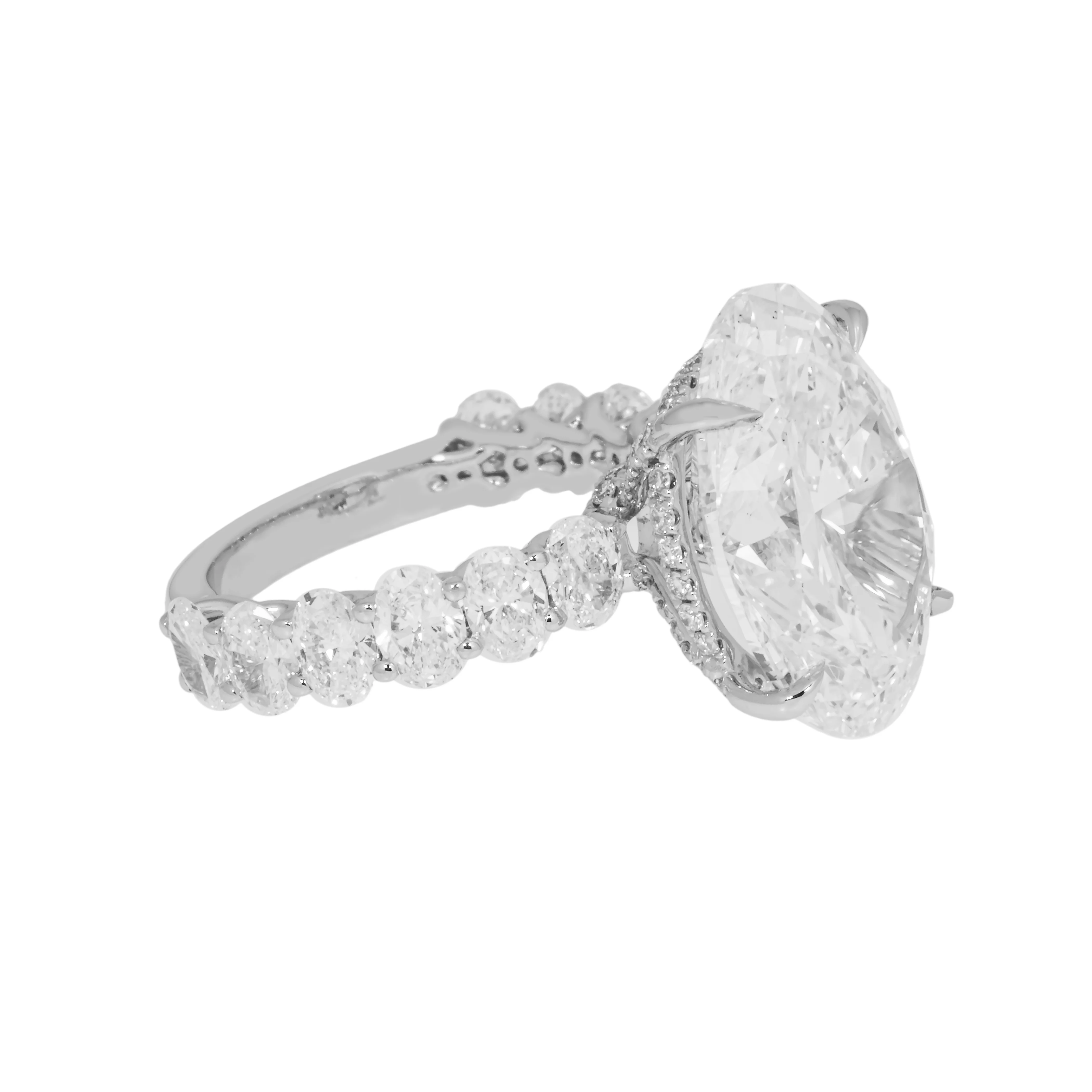 18K White Gold 10ct Oval Cut Diamond Engagement Ring 12.70ctw - Image 5
