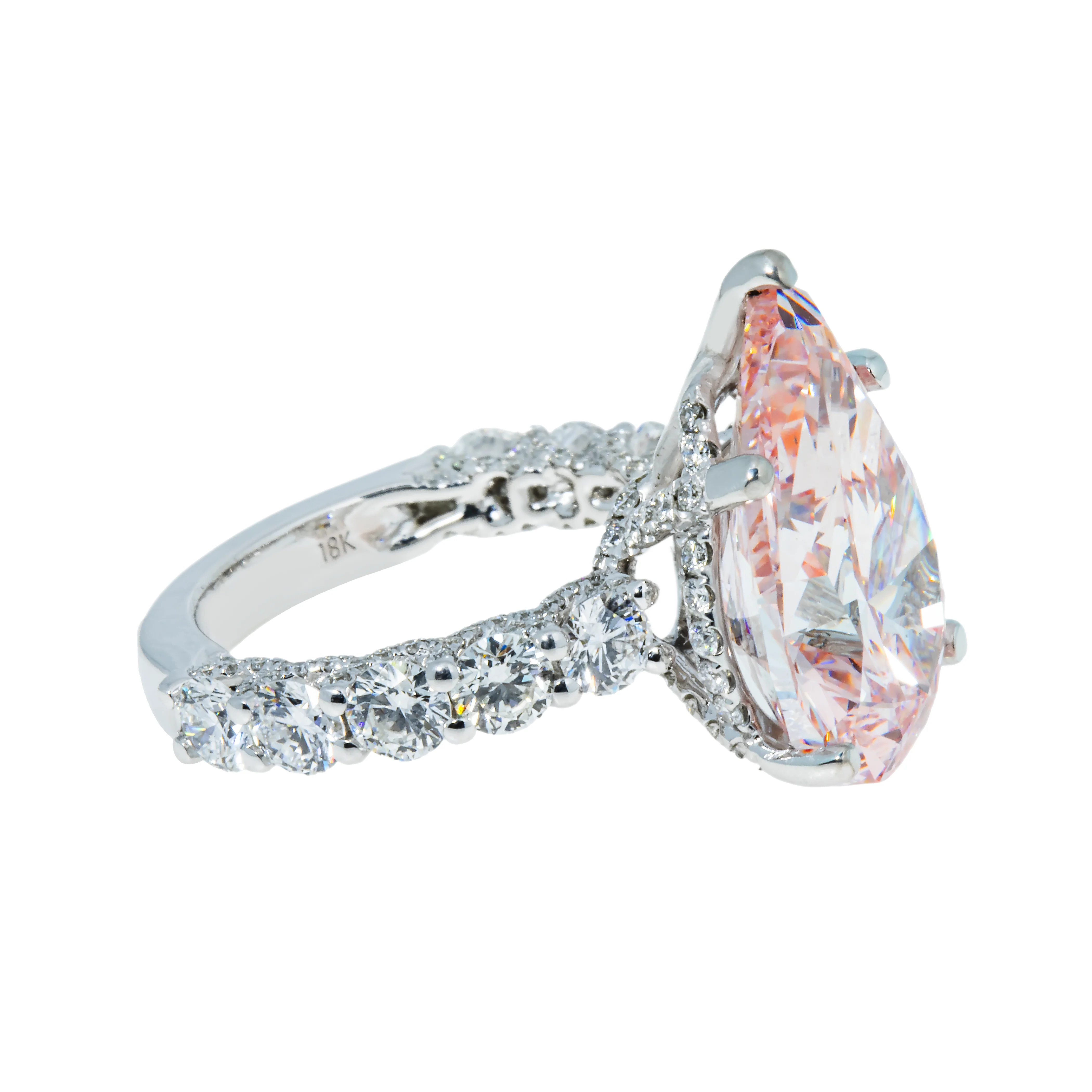 GIA 18K White Gold 10ct Pear Cut Fancy Intense Pink Diamond Ring 12.70ctw - Image 4