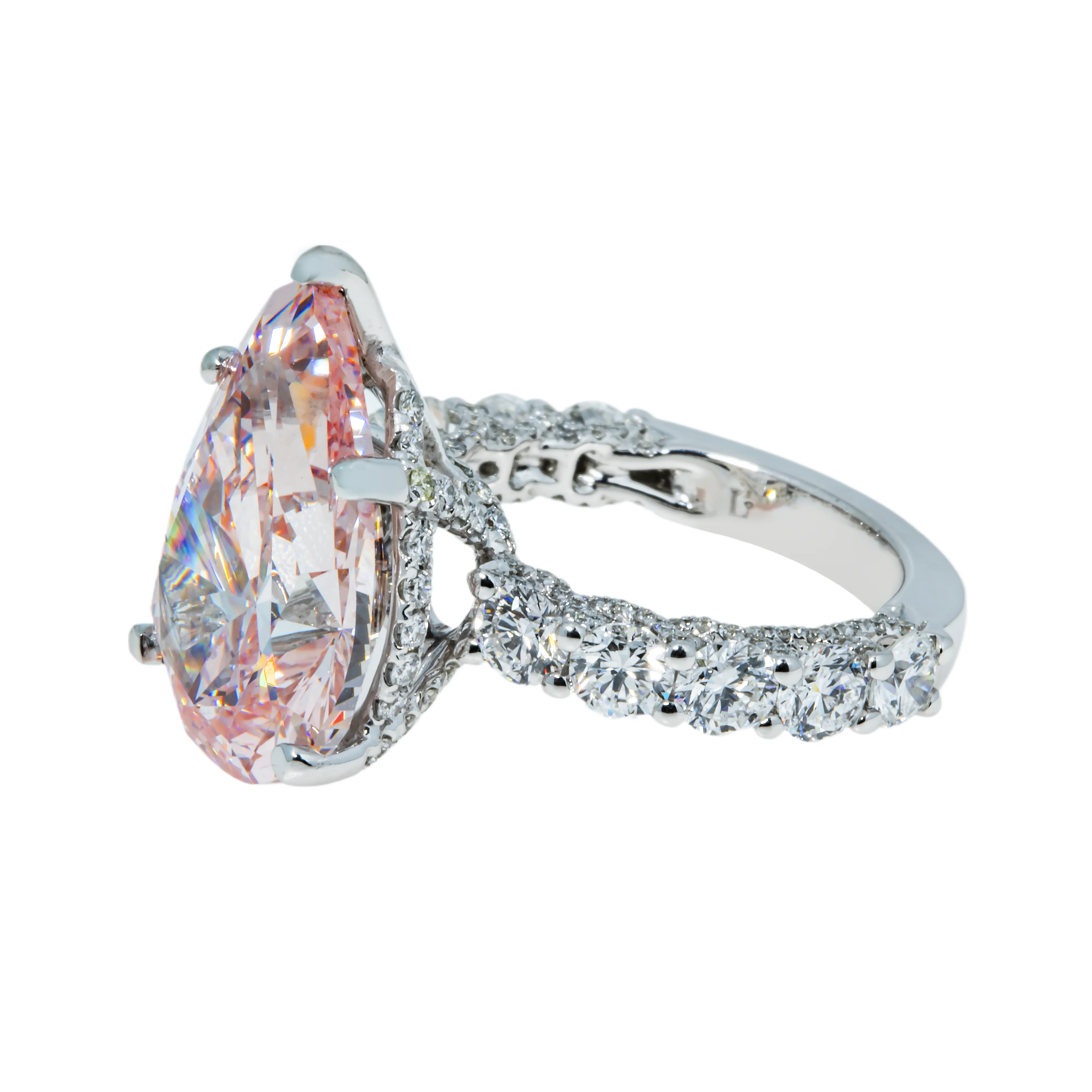 GIA 18K White Gold 10ct Pear Cut Fancy Intense Pink Diamond Ring 12.70ctw - Image 5