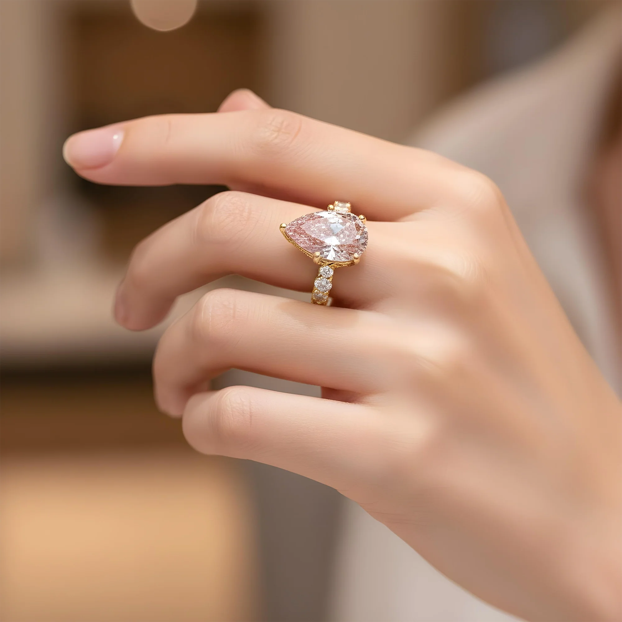 GIA 18K White Gold 10ct Pear Cut Fancy Intense Pink Diamond Ring 12.70ctw - Image 8