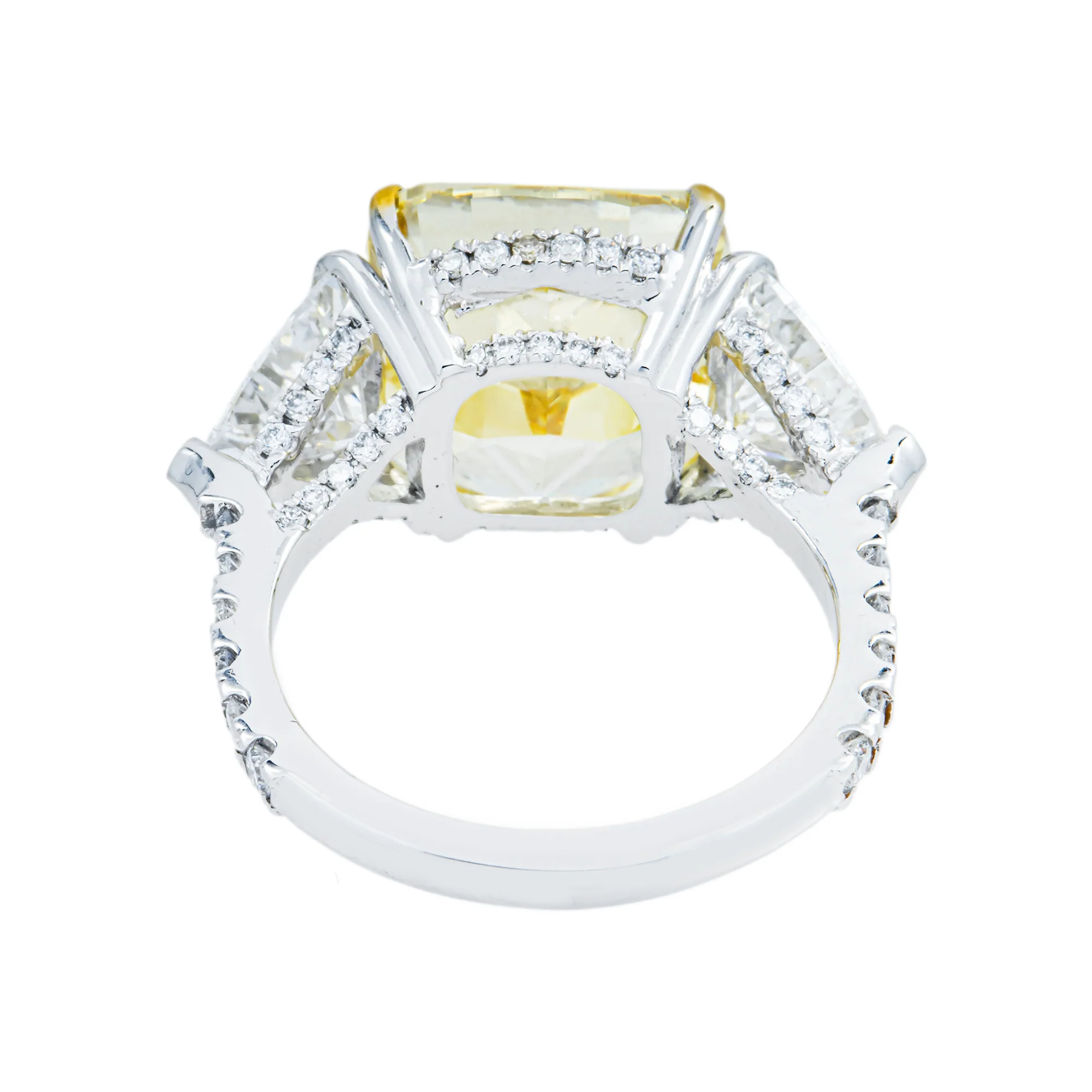 18K White Gold 11.02ct Fancy Yellow & White Diamond Engagement Ring 14.54ctw - Image 5