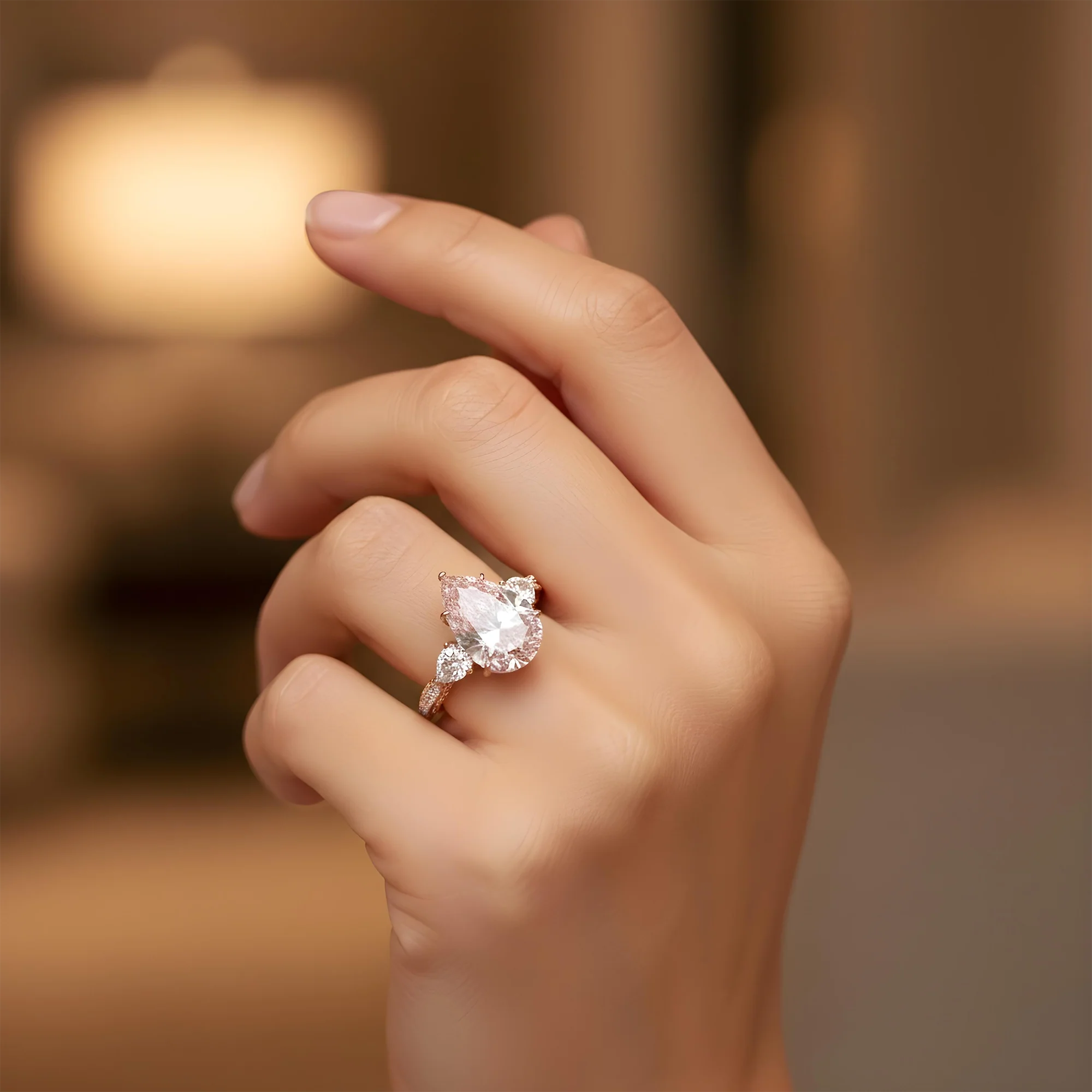 18K White Gold 11.36ct Pear Cut Pink Vivid Diamond Ring 14.56ctw - Image 10