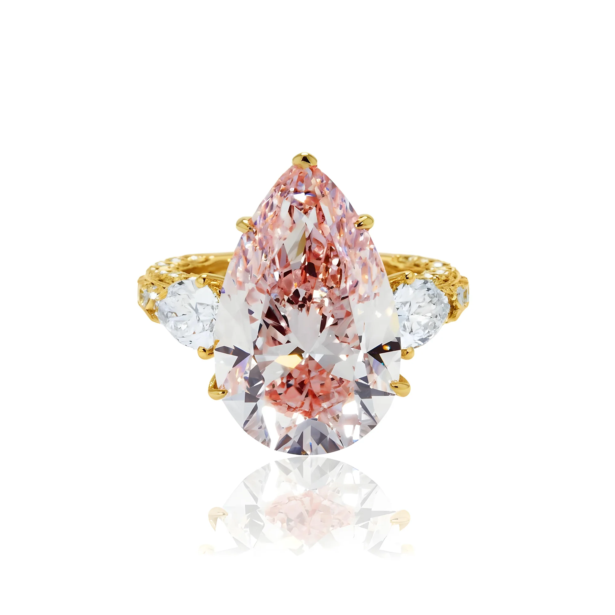 18K White Gold 11.36ct Pear Cut Pink Vivid Diamond Ring 14.56ctw - Image 7