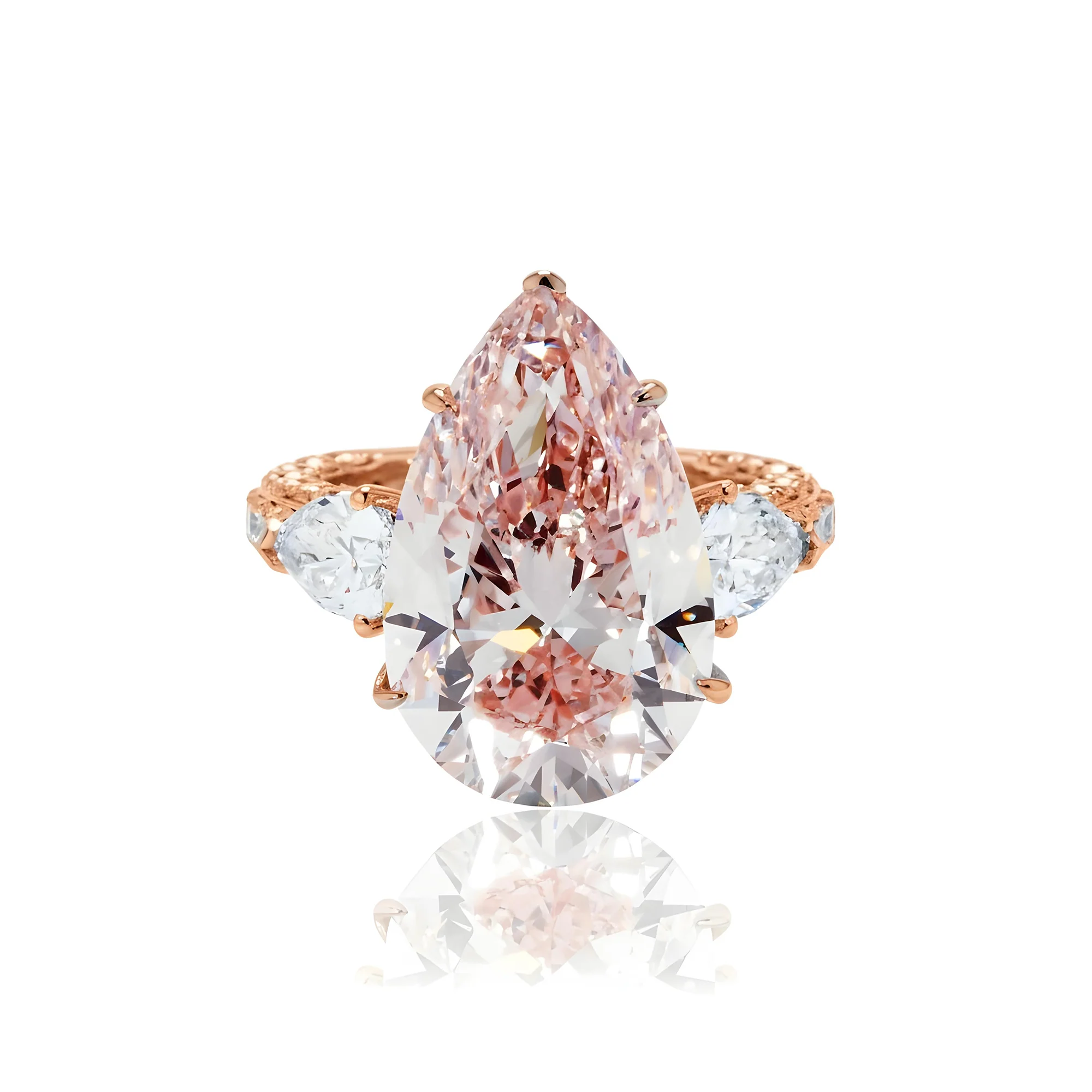 18K White Gold 11.36ct Pear Cut Pink Vivid Diamond Ring 14.56ctw - Image 9