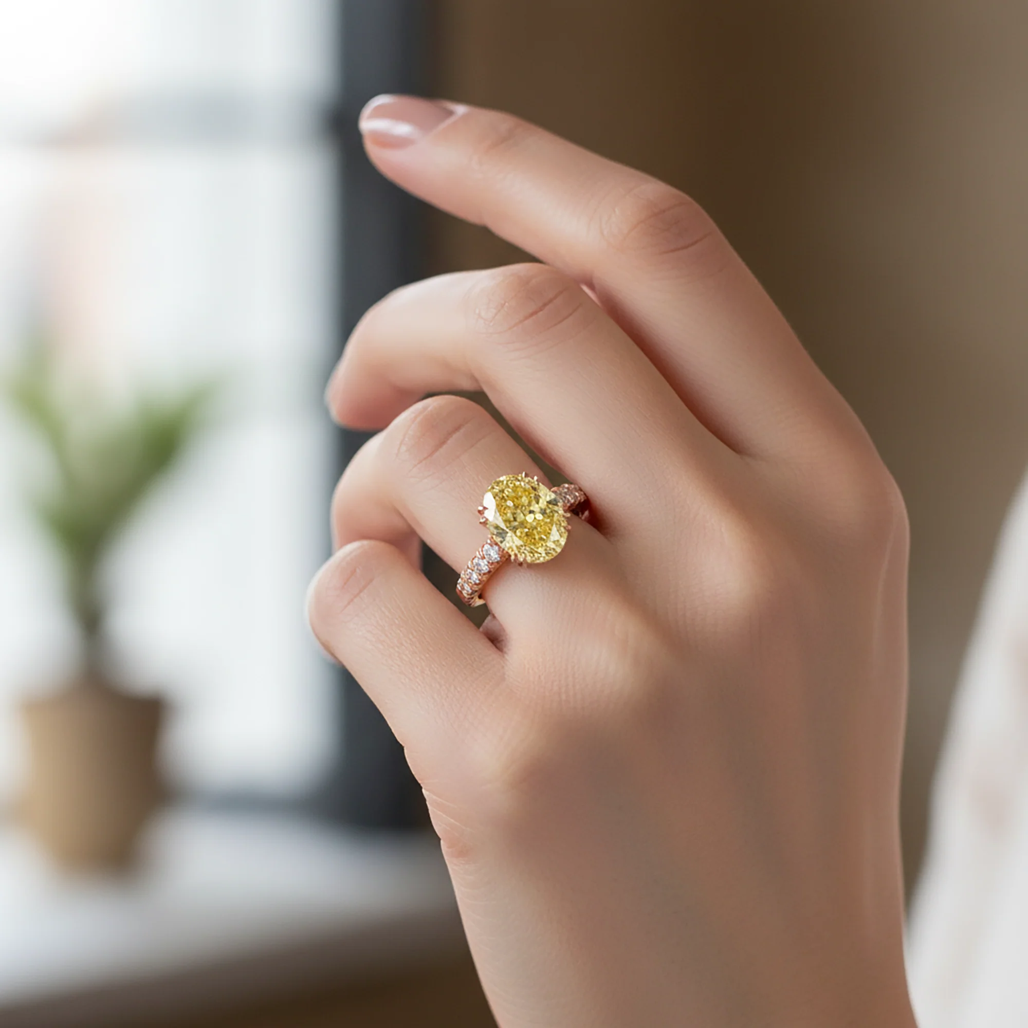18K White Gold 11.57ct Oval Cut Fancy Yellow Diamond Ring 13.67ctw - Image 10