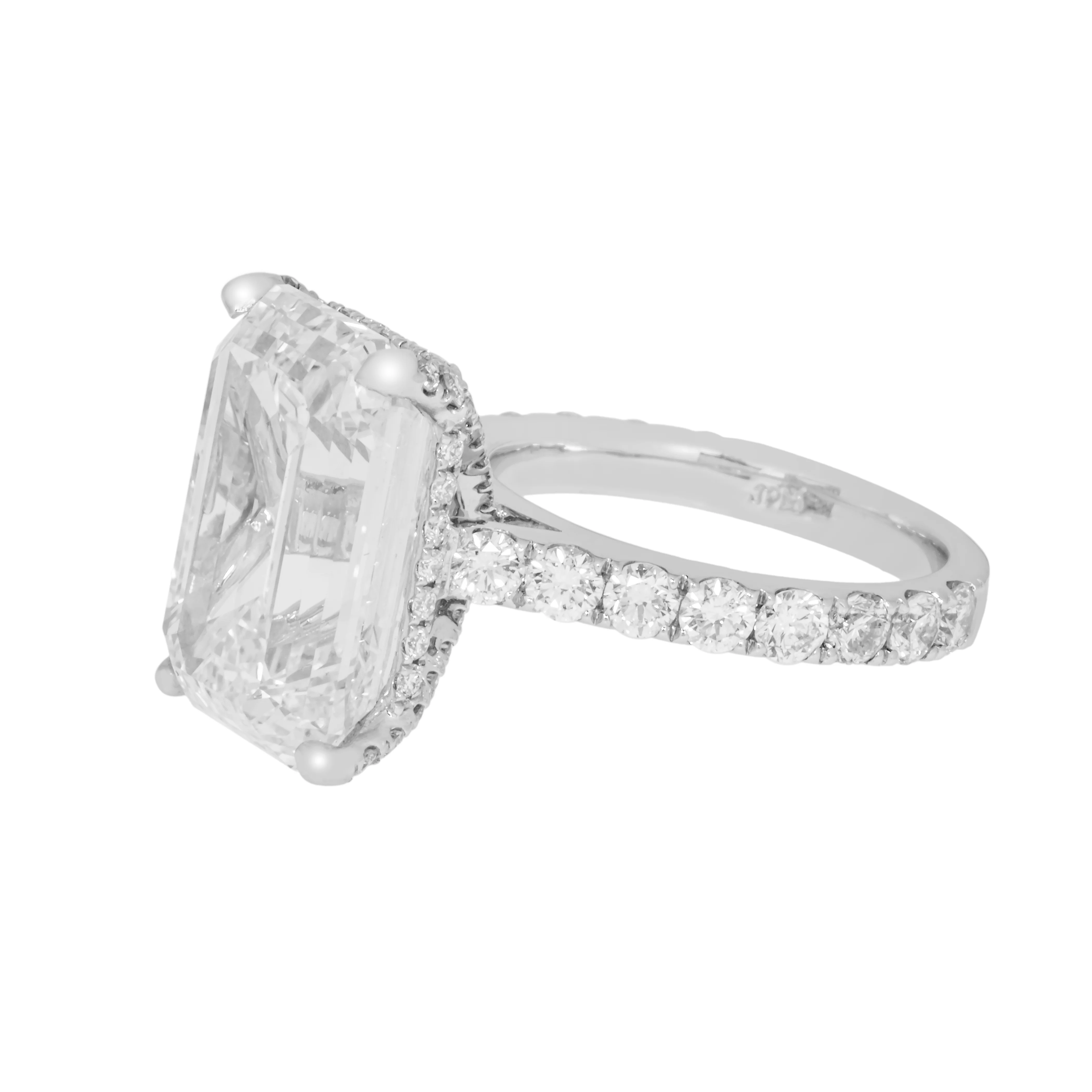 GIA 18K White Gold 13.84ct Emerald Cut Diamond Engagement Ring 15.79ctw - Image 3