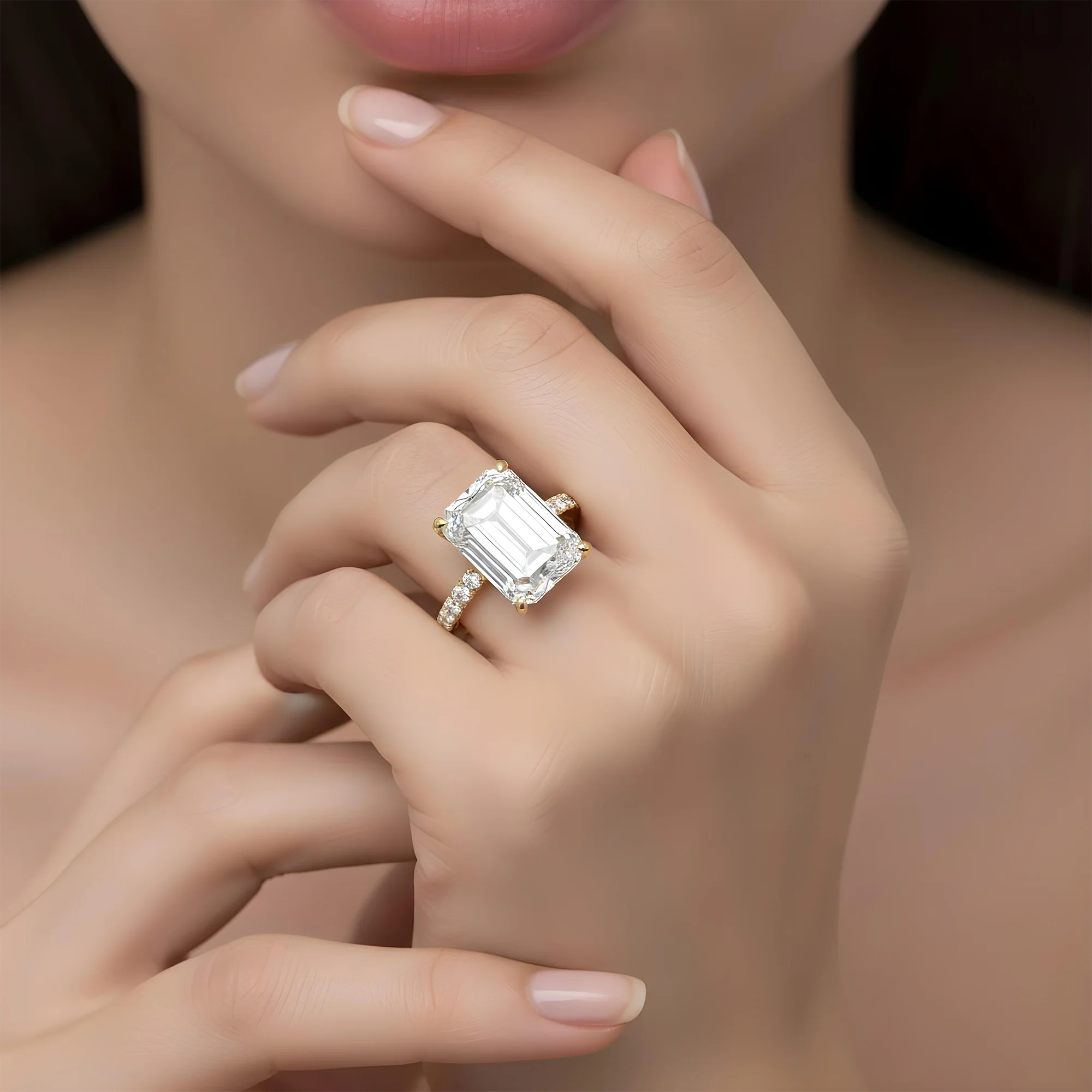 GIA 18K White Gold 13.84ct Emerald Cut Diamond Engagement Ring 15.79ctw - Image 8
