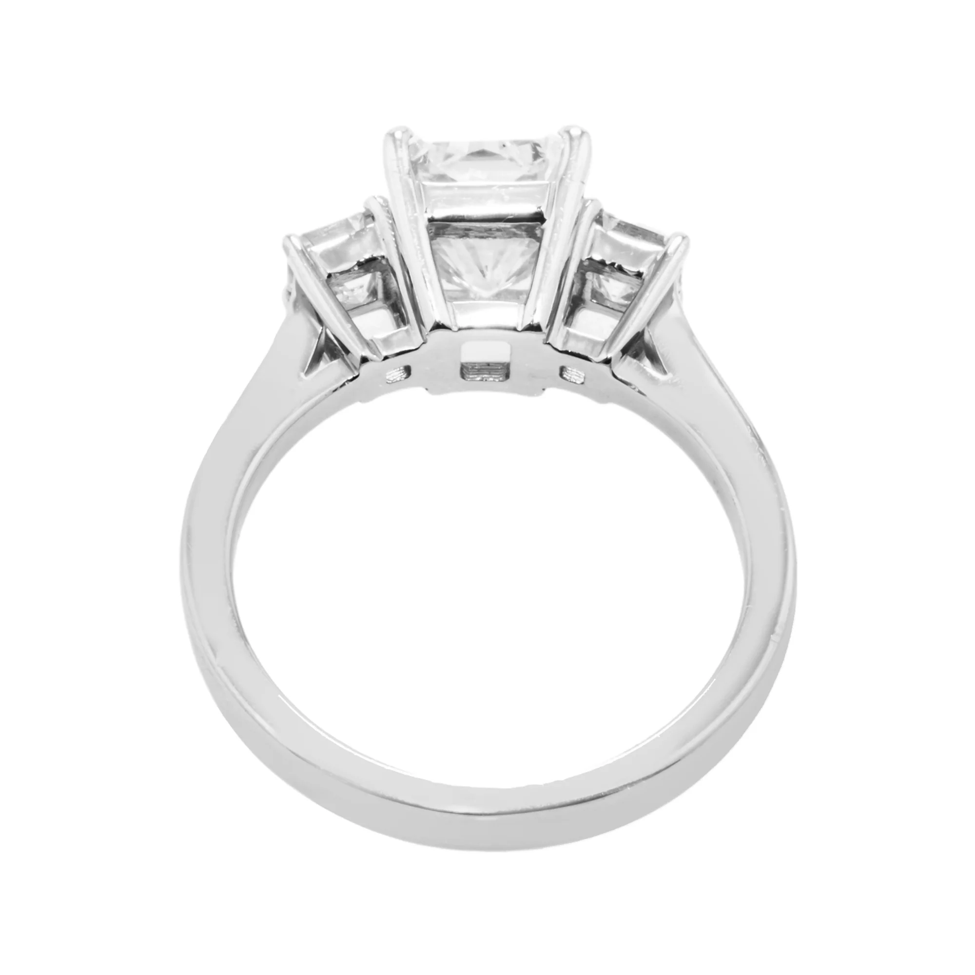 18K White Gold 2.01ct Radiant Cut Triple Diamond Engagement Ring 2.54ctw - Image 4